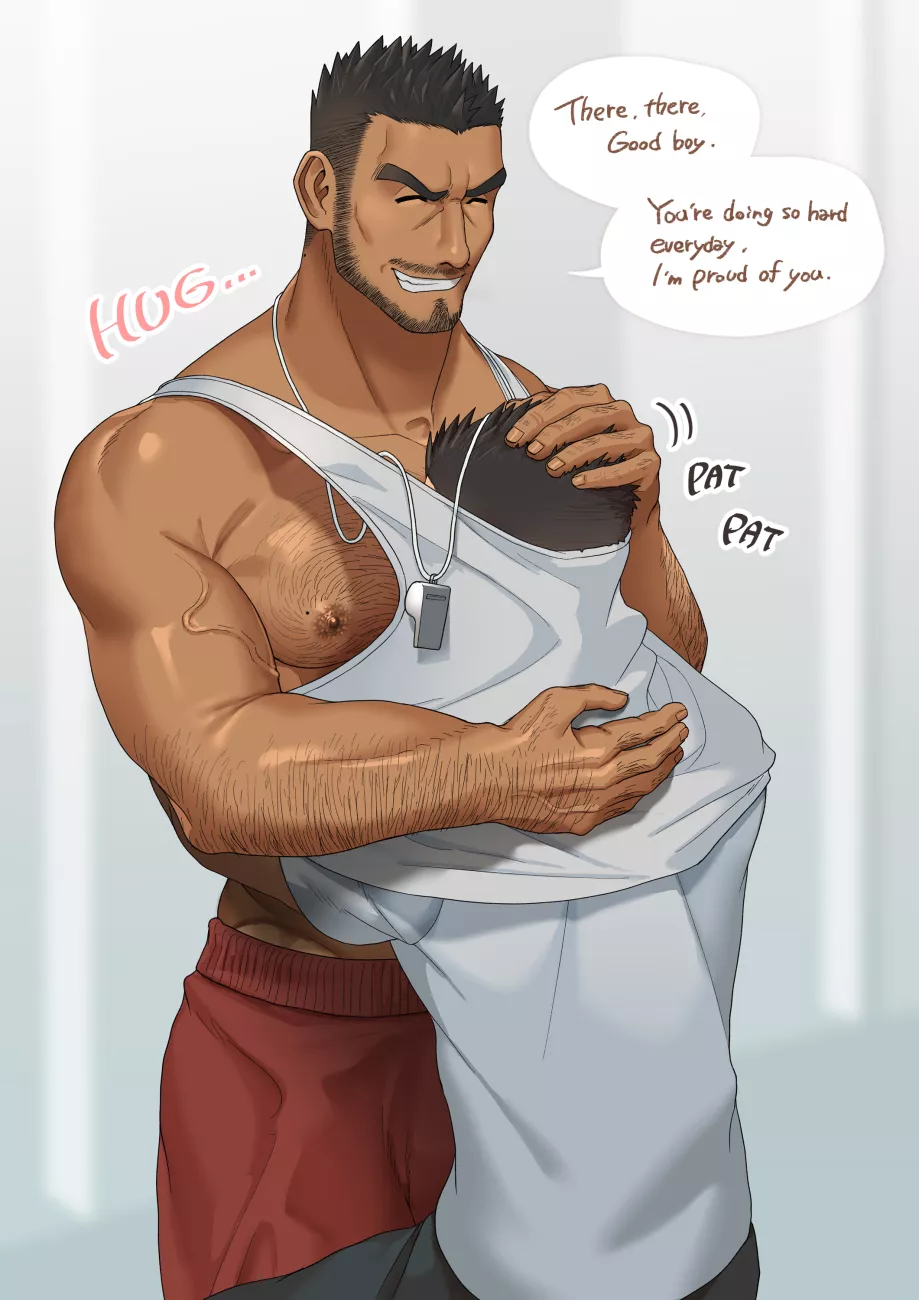 The PE teacher who encourages you while nuzzling your face into his pecs in a tank top posted by gbands3ds