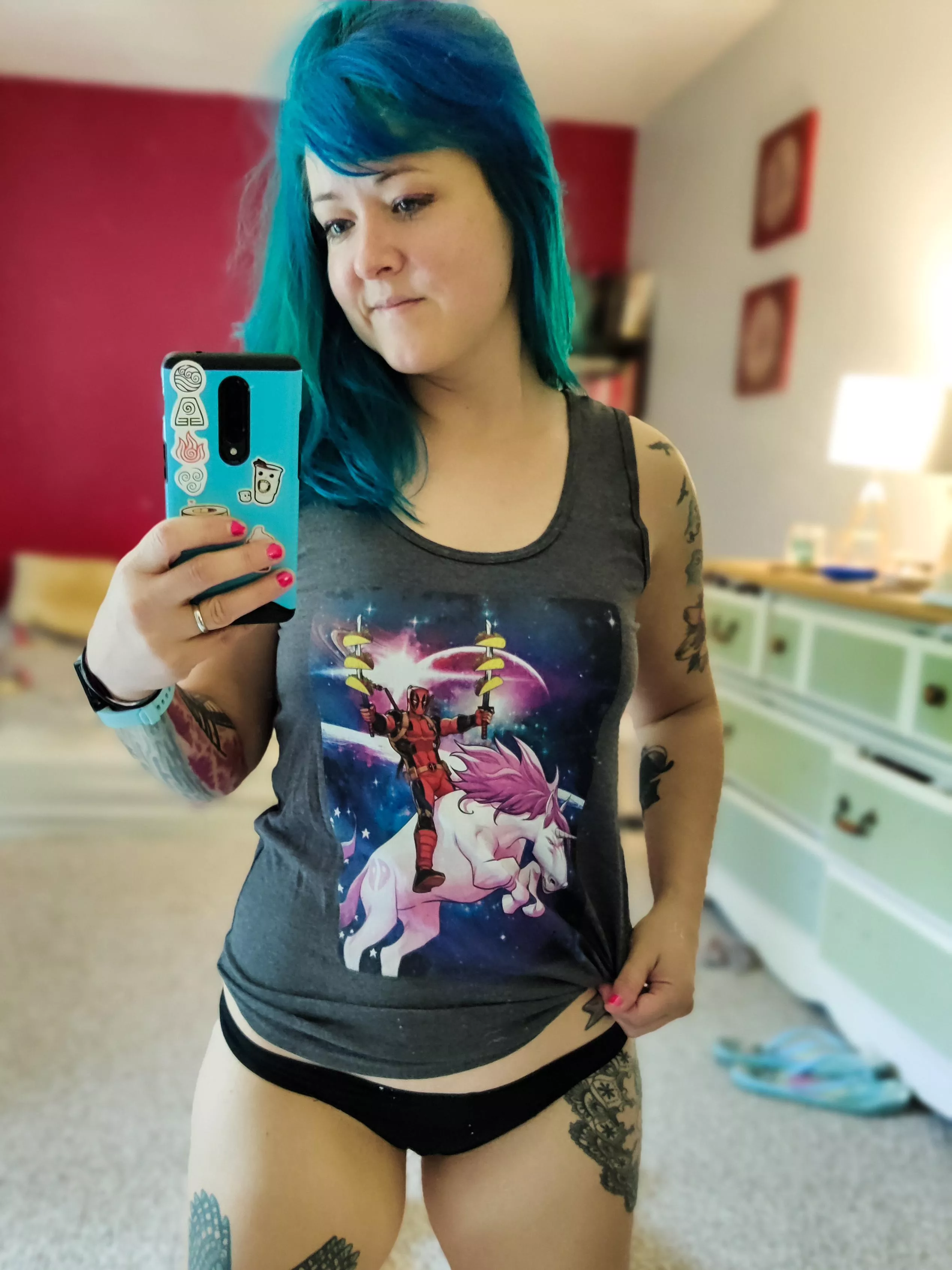 The per[f]ect Tshirt doesn't exi-- wait what?? Deadpool? Unicorns?! TACOS?!? Lord have mercy! 🌮🦄💀 posted by gothic_popsicle