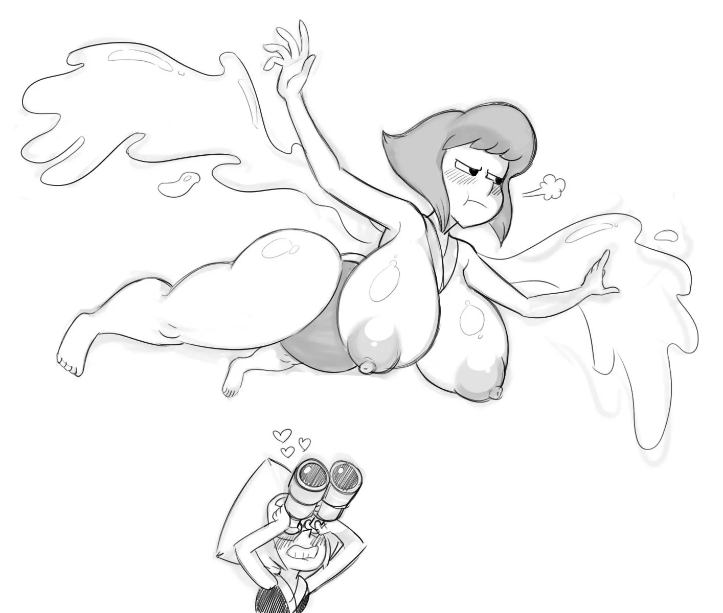 Thicc Lapis takes flight, while Peridot watches (art by DDemon7000) posted by renegade_zibit