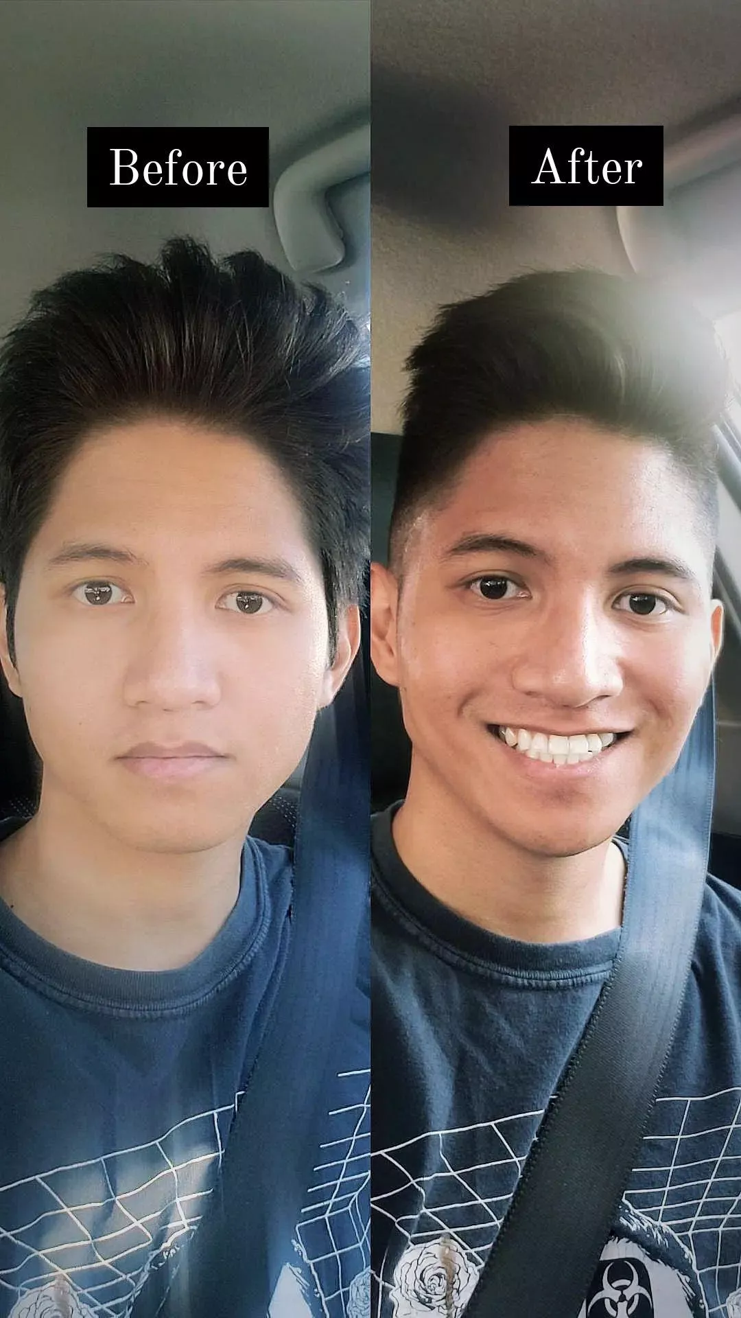 This was me before and after I got a haircut today! posted by j00sr