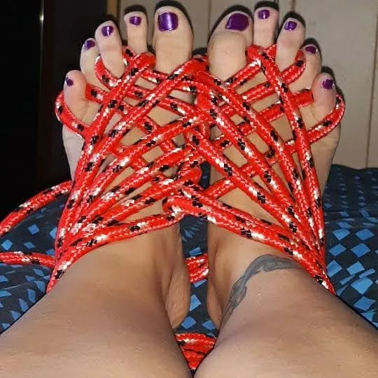 Tied toes the rope is definitely too thick but its good practice posted by Princesscarla710