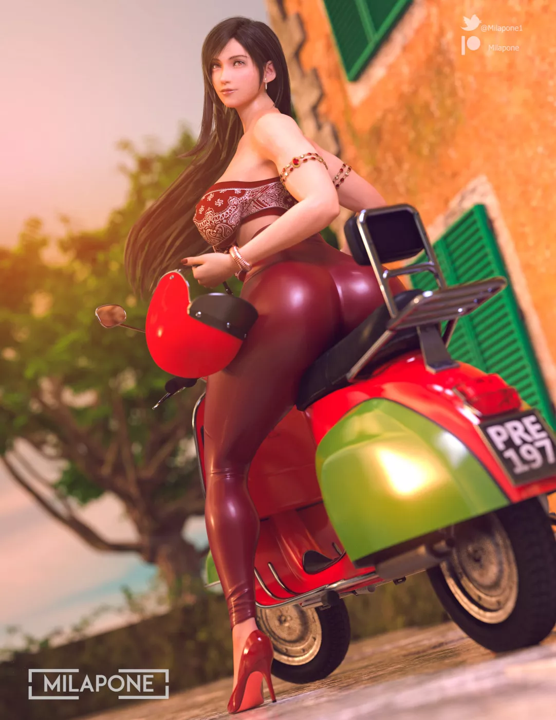 Tifa Vacation in Italy (Milapone) [Final Fantasy] posted by Mxfyn