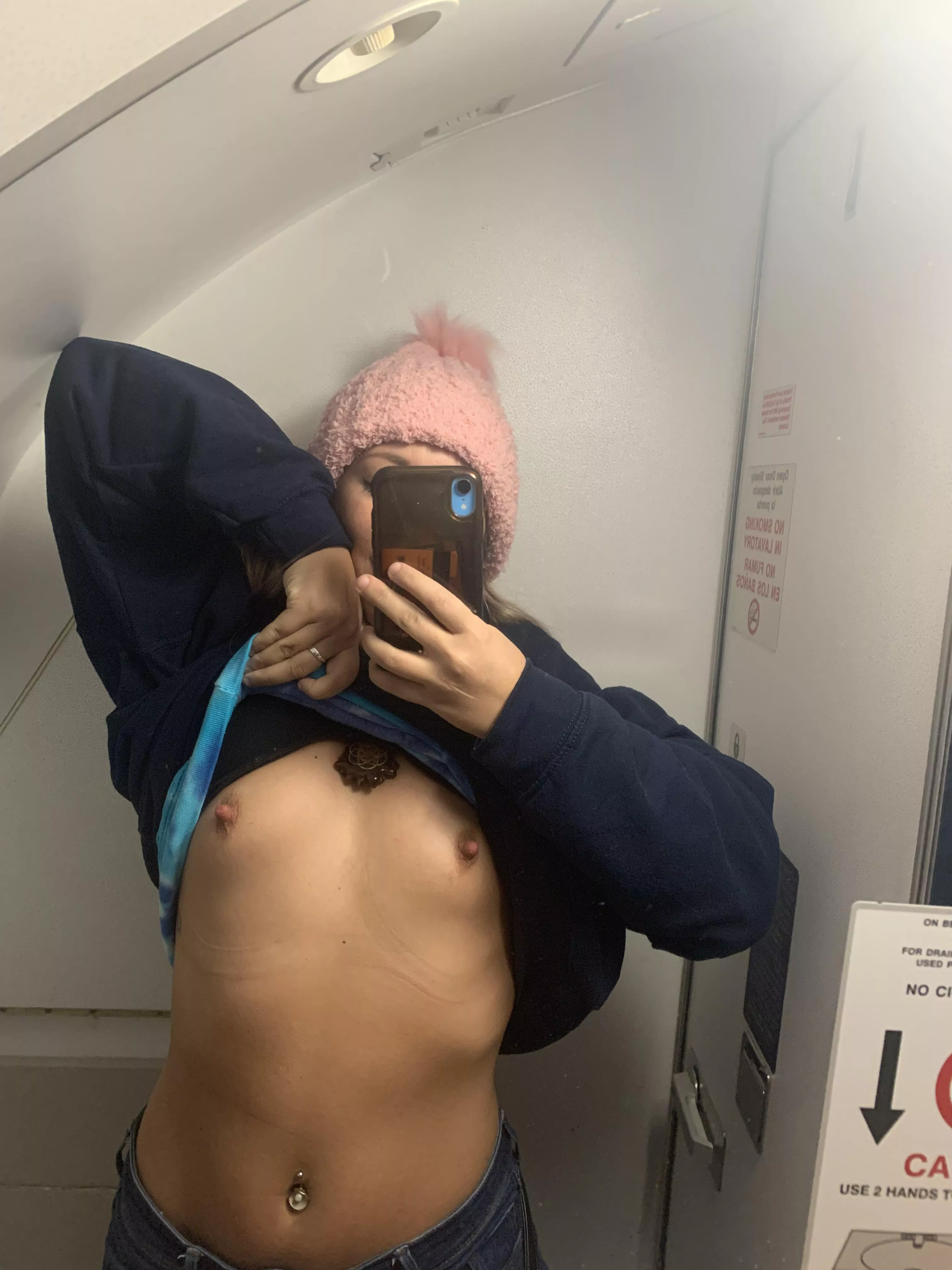 Tiny Titties taking on the airplane bathroom âœˆï¸ posted by Myrandaaa69