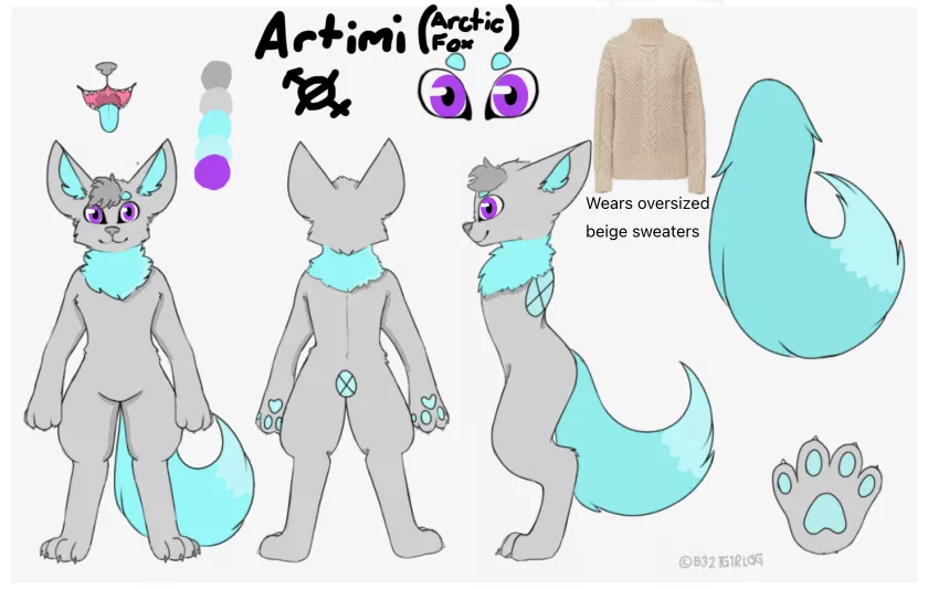 To the 4 people who’ll see this, and the 0 who’ll care. Here’s my first sheet of my Fursona posted by Animemes_R