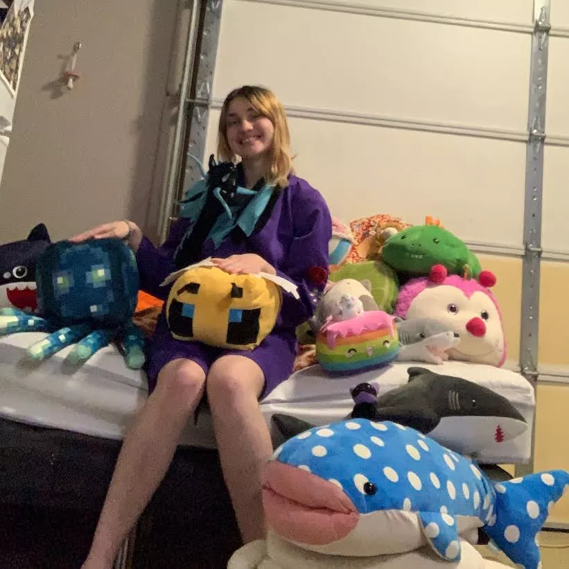 To the people in my DMs saying they went to get in bed with me... Sorry, there's no room for you! (And this is only about 1/3 of all my plushies) posted by honeymilkcarnival