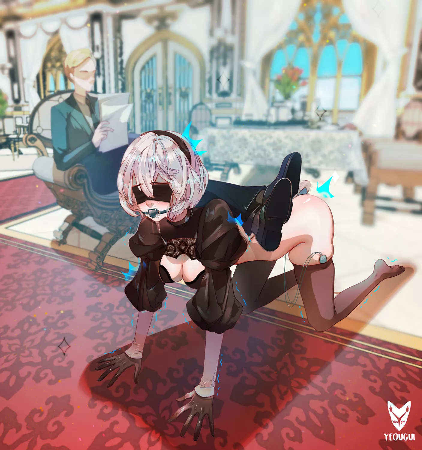 Training her 2B an ottoman. (yeougui) [NieR:Automata] posted by Flappabill