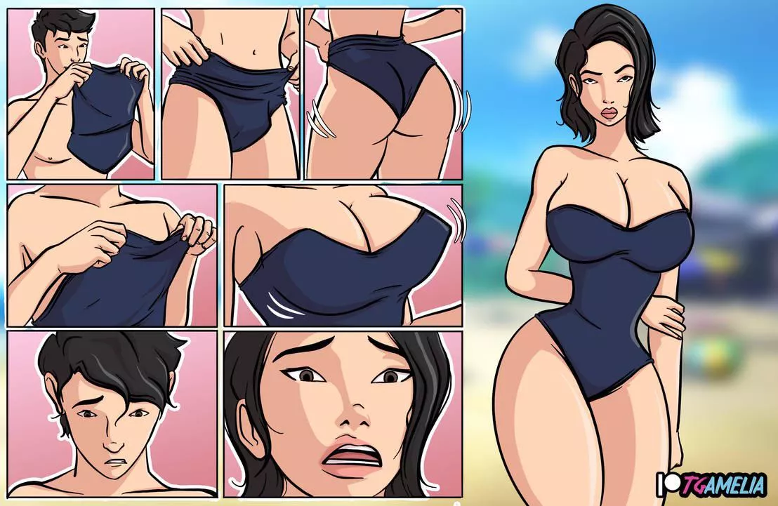 Trying On a One Piece - TGAmelia posted by bigbitburner