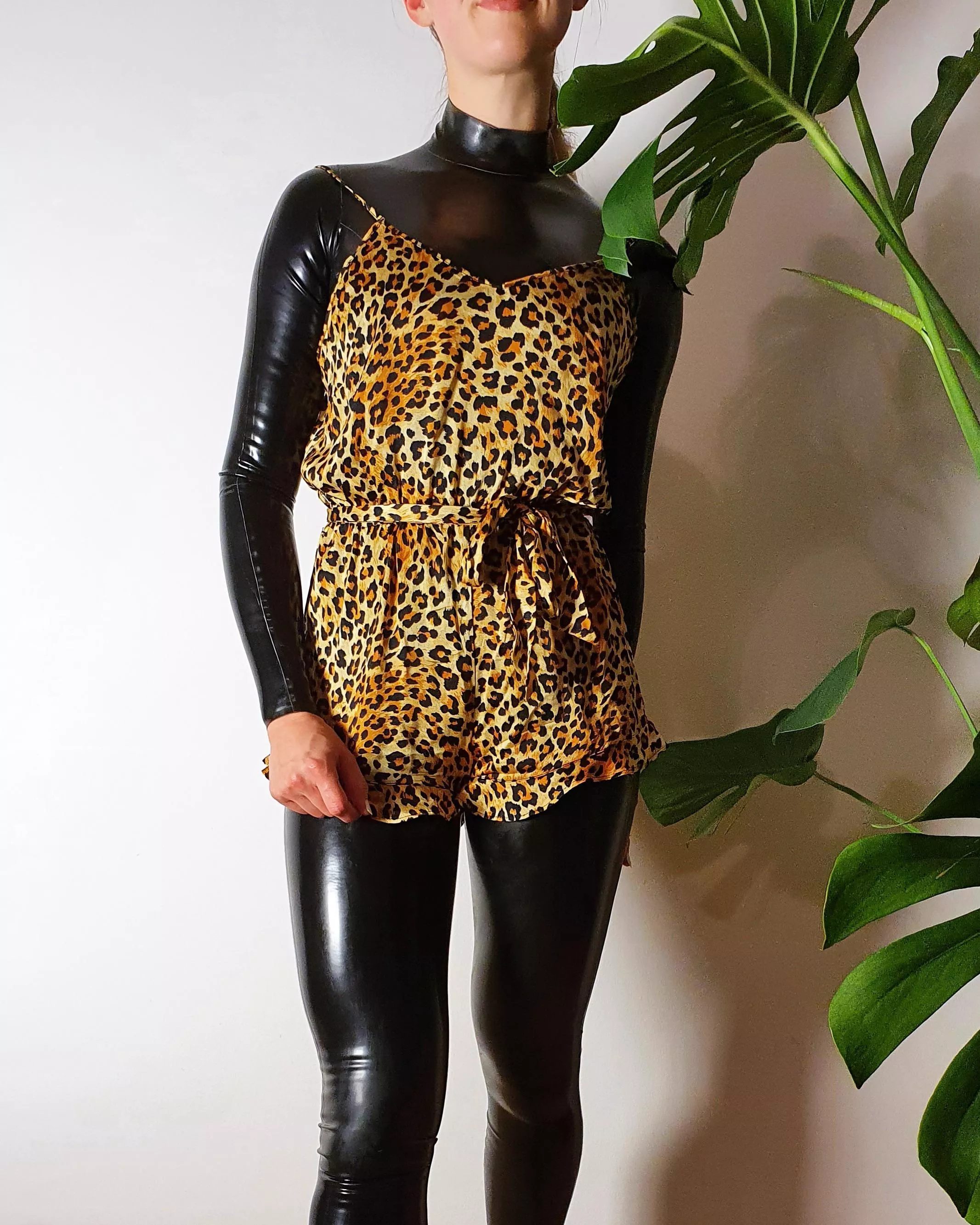 Trying out a leopard print bodysuit over a black catsuit! posted by LATEXnCHILL