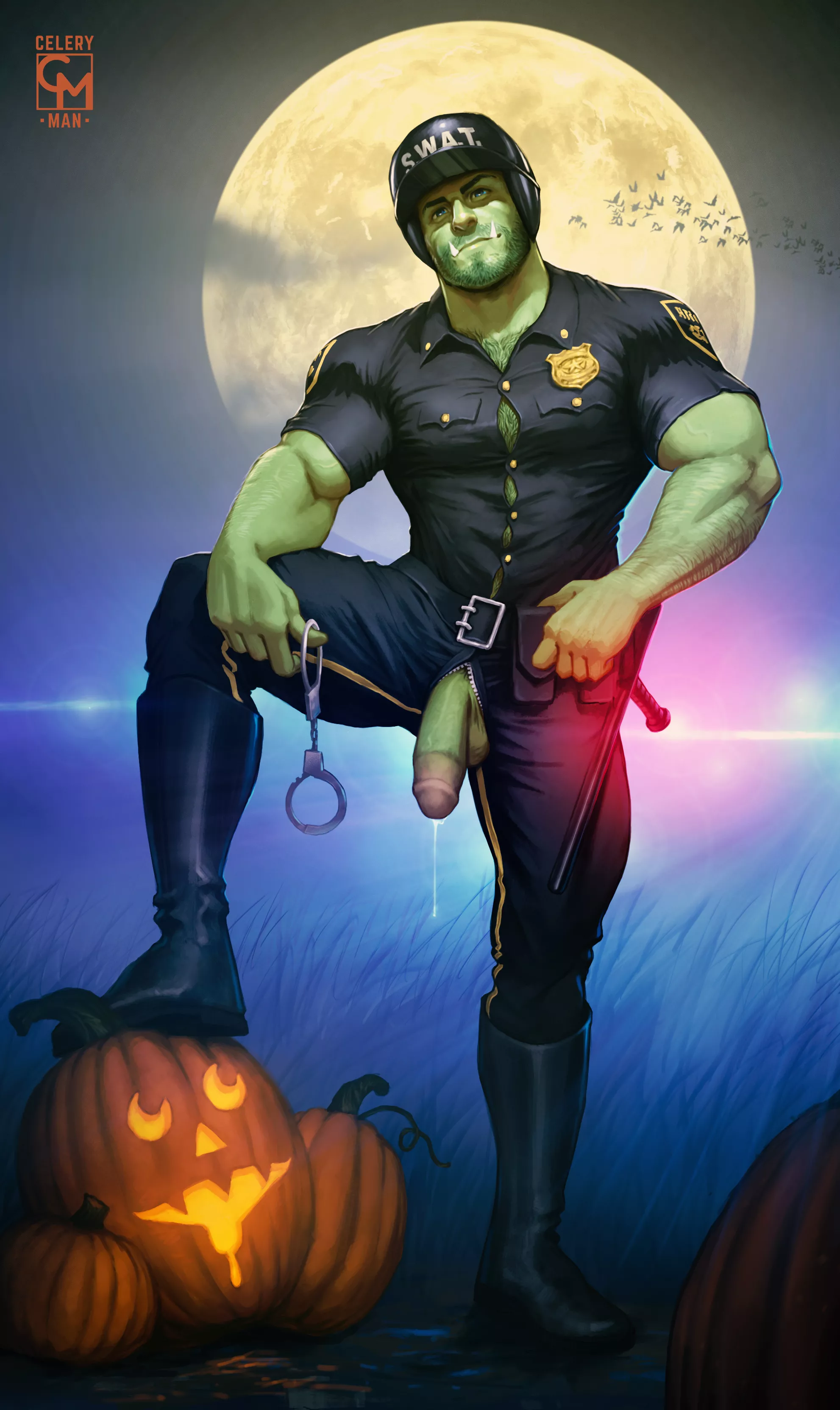 Tusky's new halloween costume 🚔🎃 [OC] posted by celeryman6