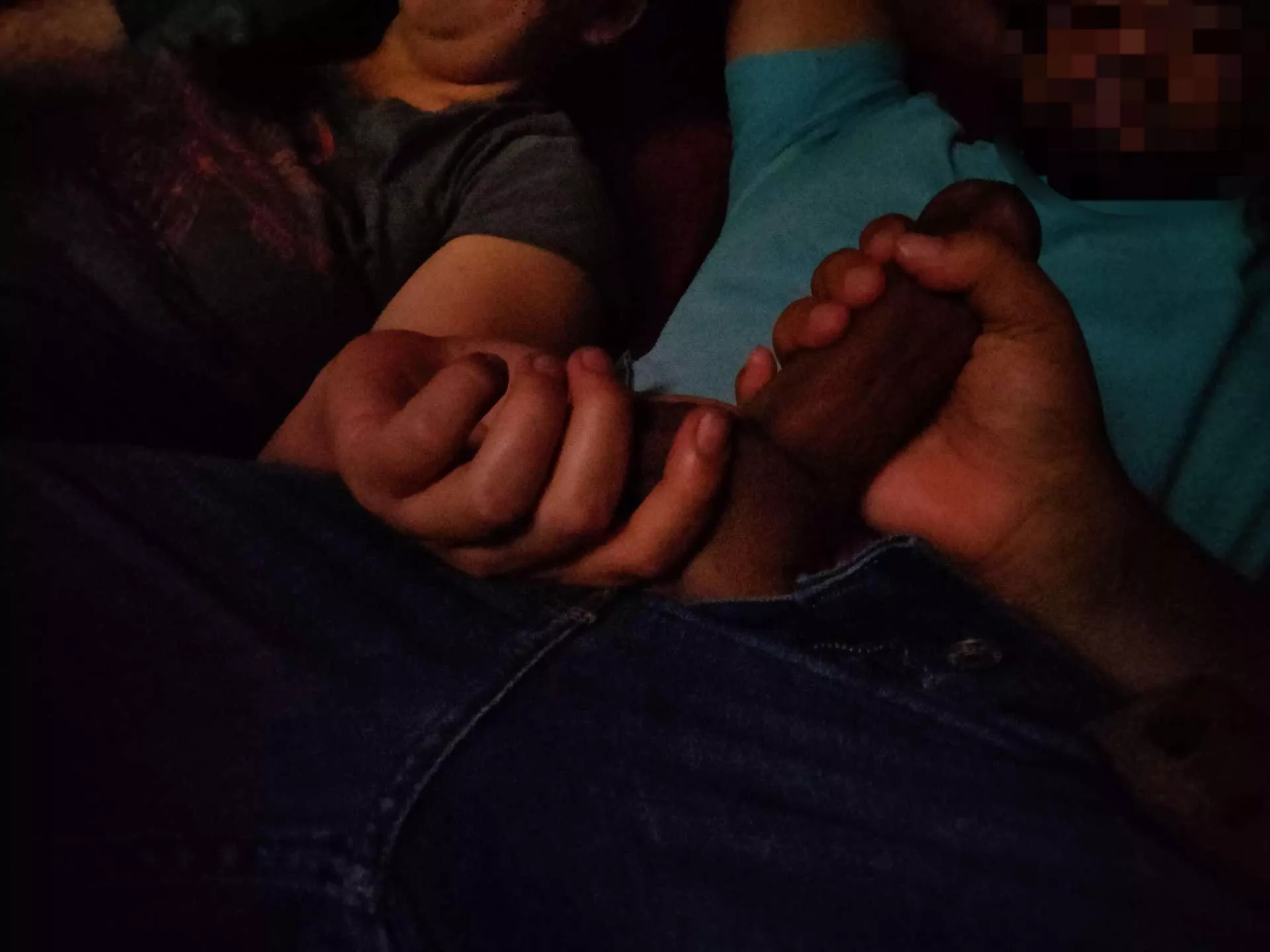 Two ladies playing with my dick in a theater. posted by Phlip037