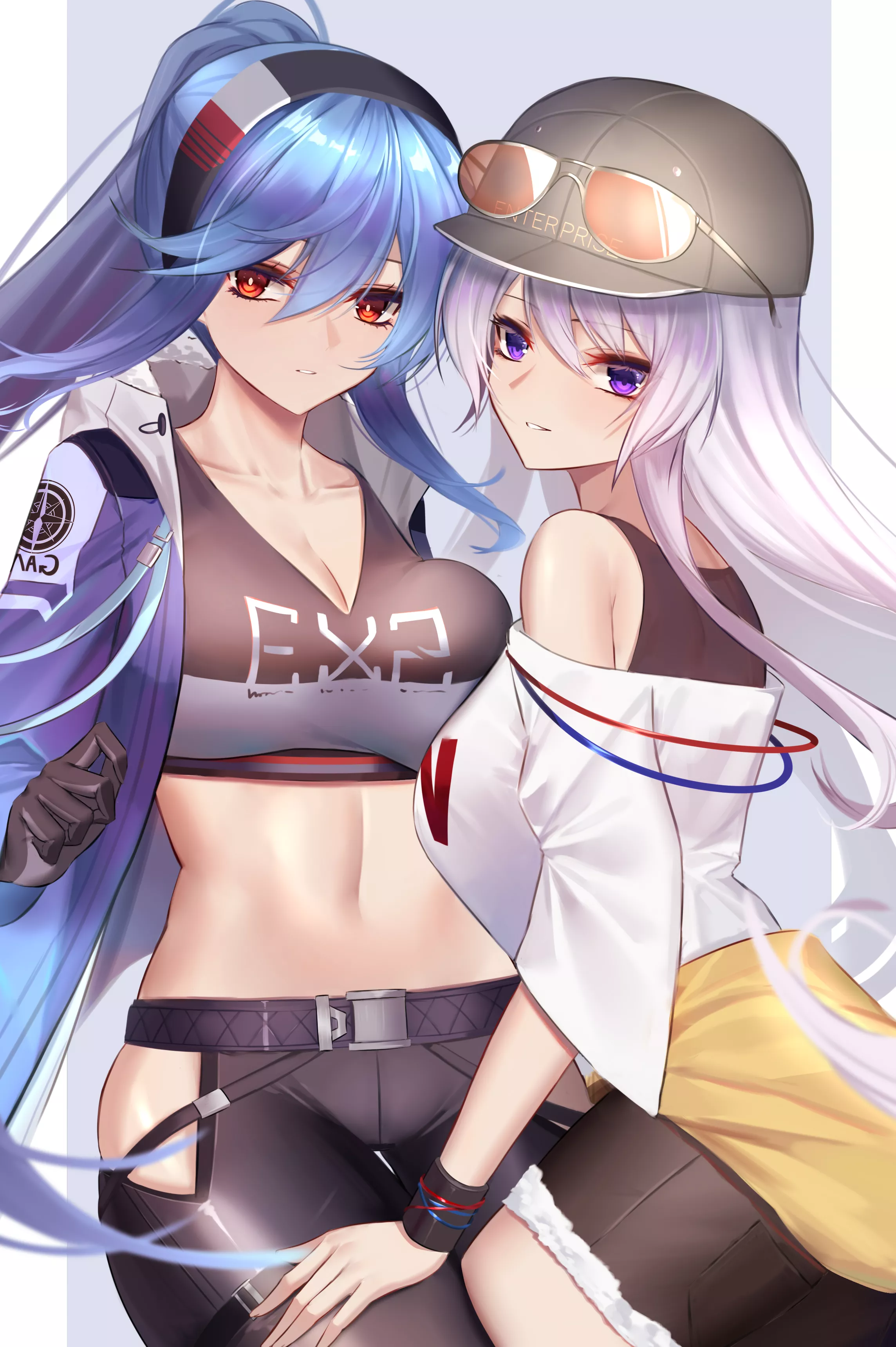 Two Sexy Big Titty Waifus Ready To Serve You, Shkikkan-sama~ðŸ’™â¤ (USS Essex & USS Enterprise, Azur Lane, Eagle Union Faction) posted by Ras_Elclare