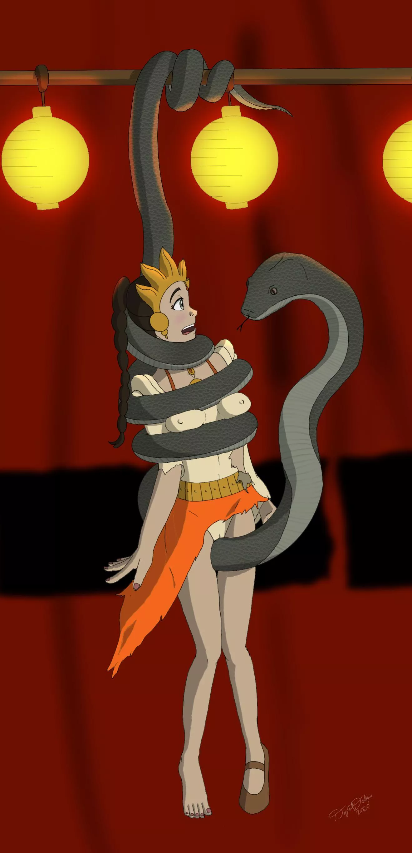 Ty Leeâ€™s Performance [Commission] - As Azula orders all the animals to be released during the circus performance, Ty Lee finds herself in a bit of a bind. (OC: DigitalDodger) posted by DigitalDodger