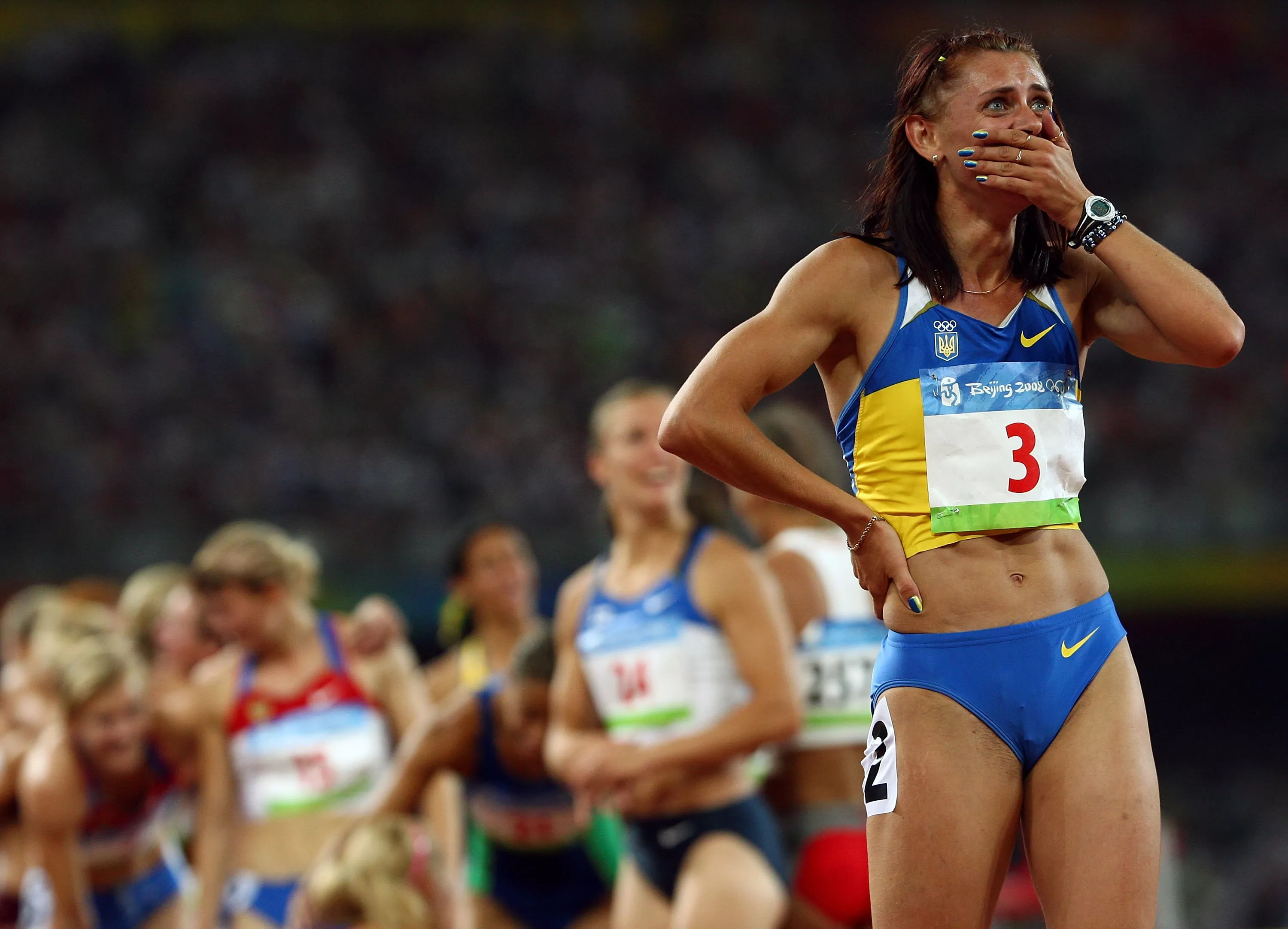 Ukrainian heptathlete Liudmyla Blonska after winning silver — and before being stripped of her medal and receiving a lifetime ban for her use of methyltestosterone, her second doping offense posted by nat_fanshawe