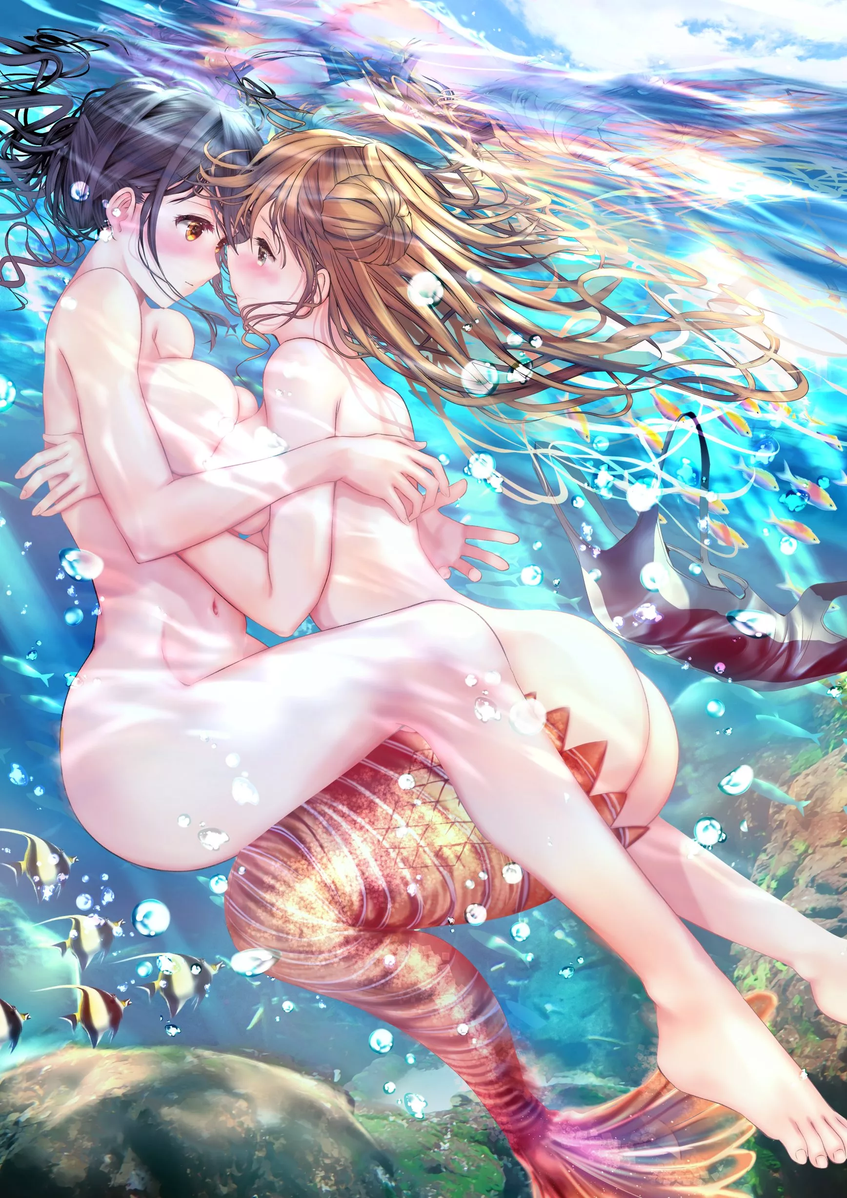 Underwater Lesbians [Original] (@ogatatei on twitter) posted by MarriedToHatsuneMiku