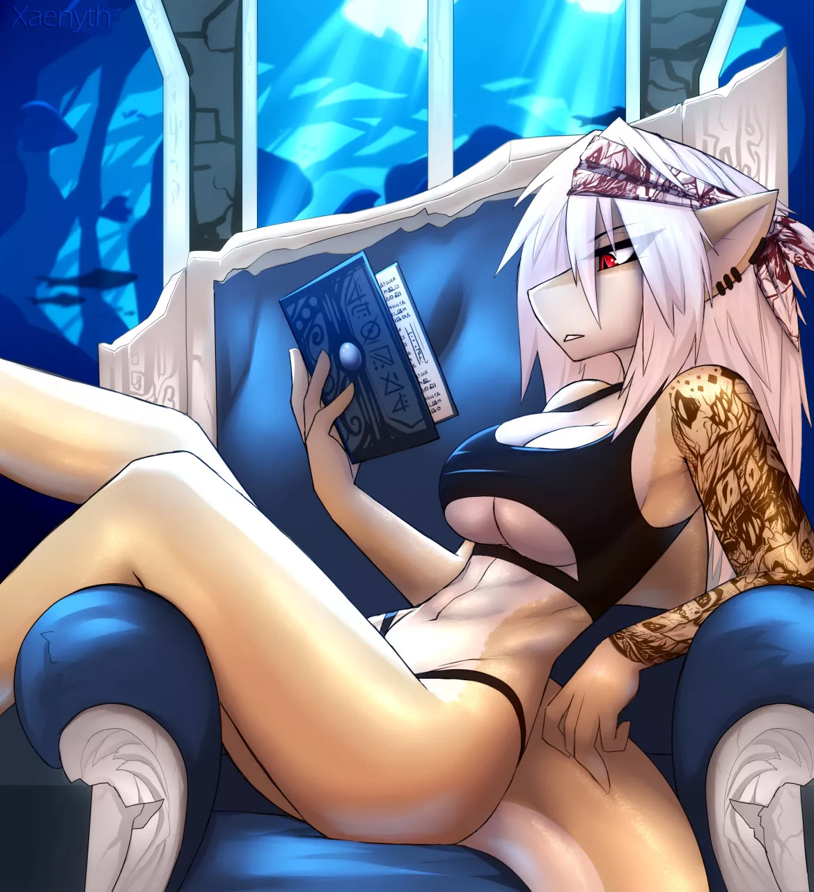 Underwater Reading [F] (Xaenyth) posted by 5headedragon