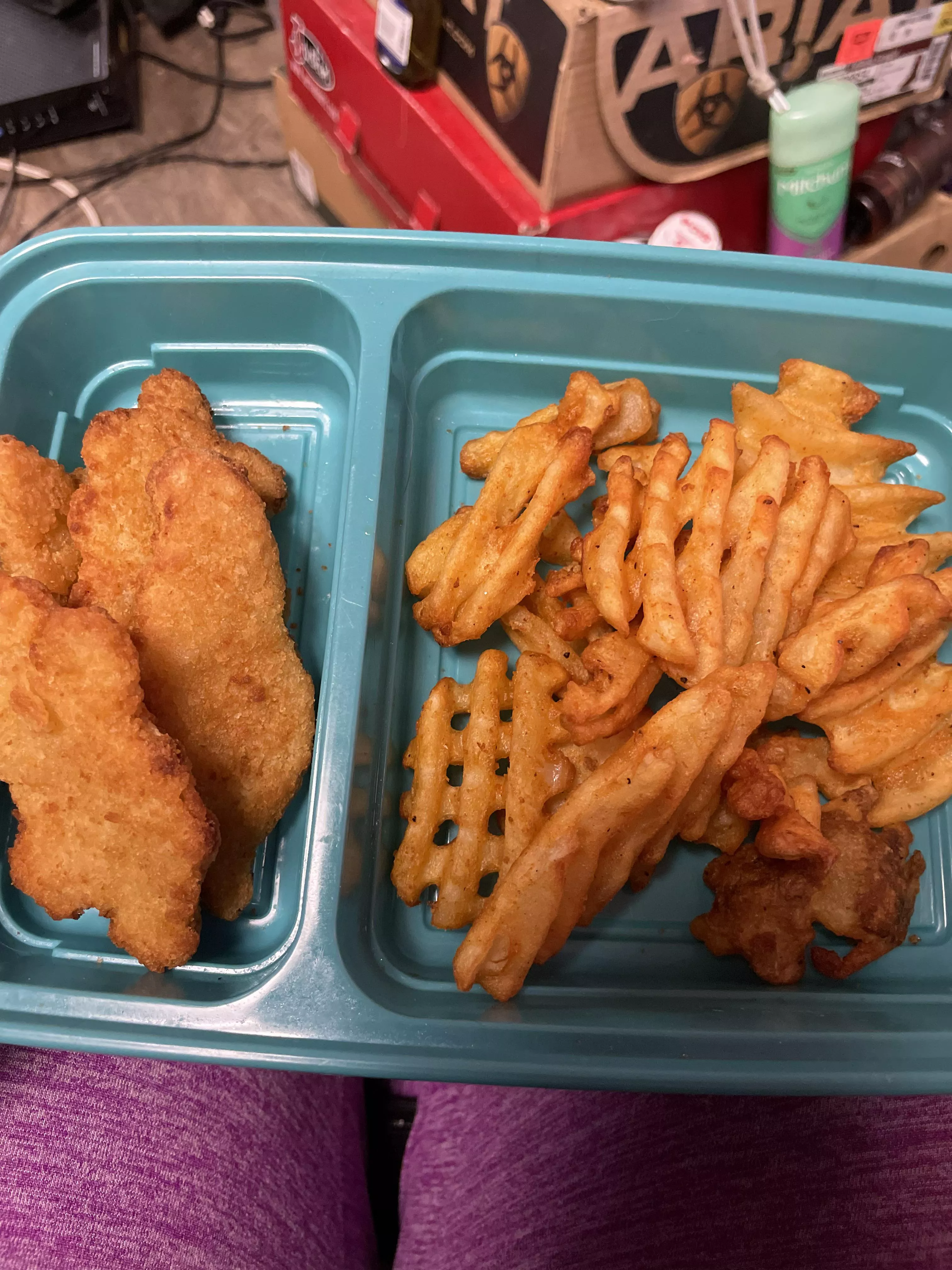 Vegan Dino nuggies and aiw fwied waffy fwies! posted by Technical_Ad_2096