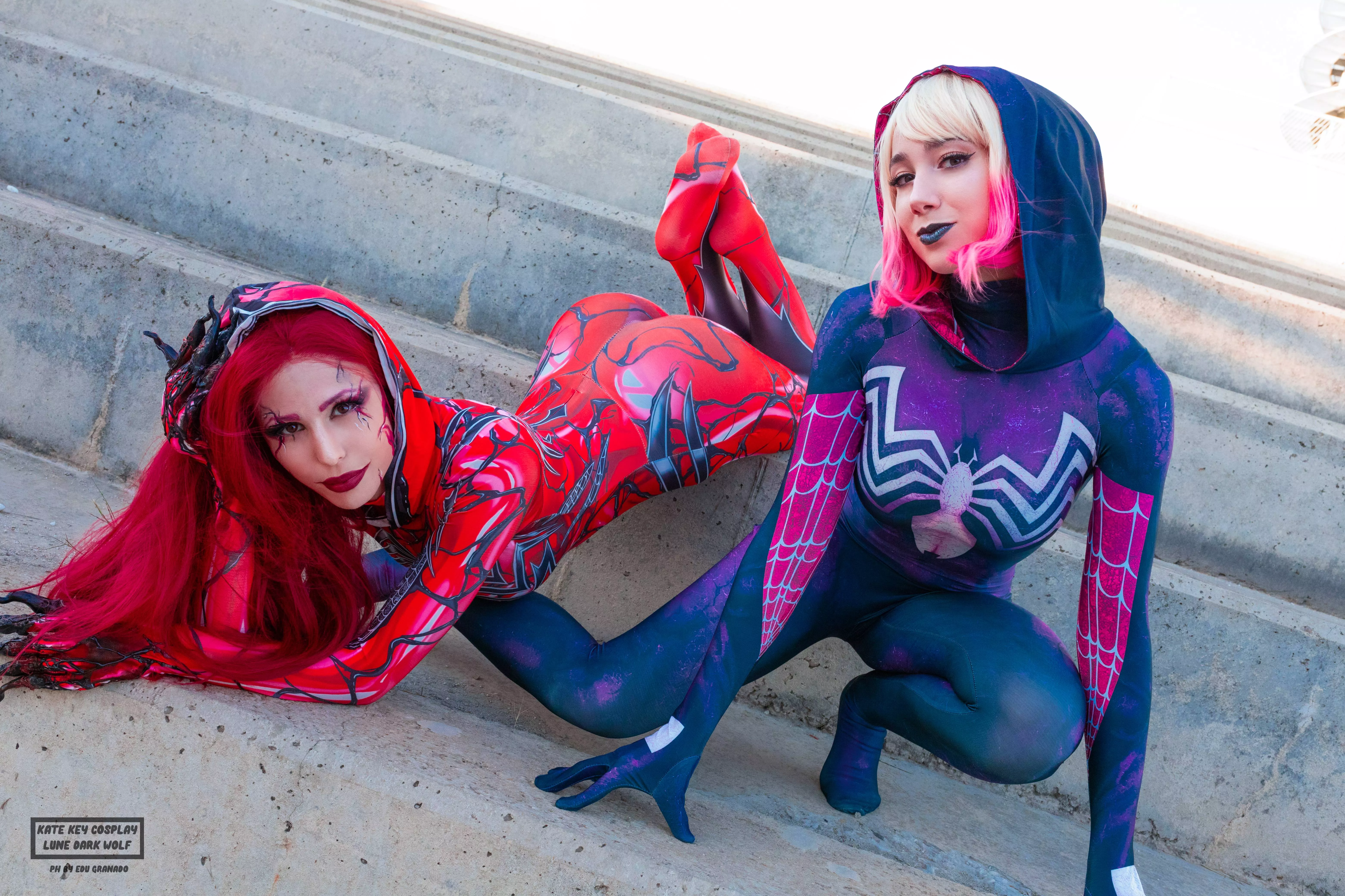 Venom x Carnage cosplay by Kate Key and Lune Dark Wolf posted by katekeycosplay