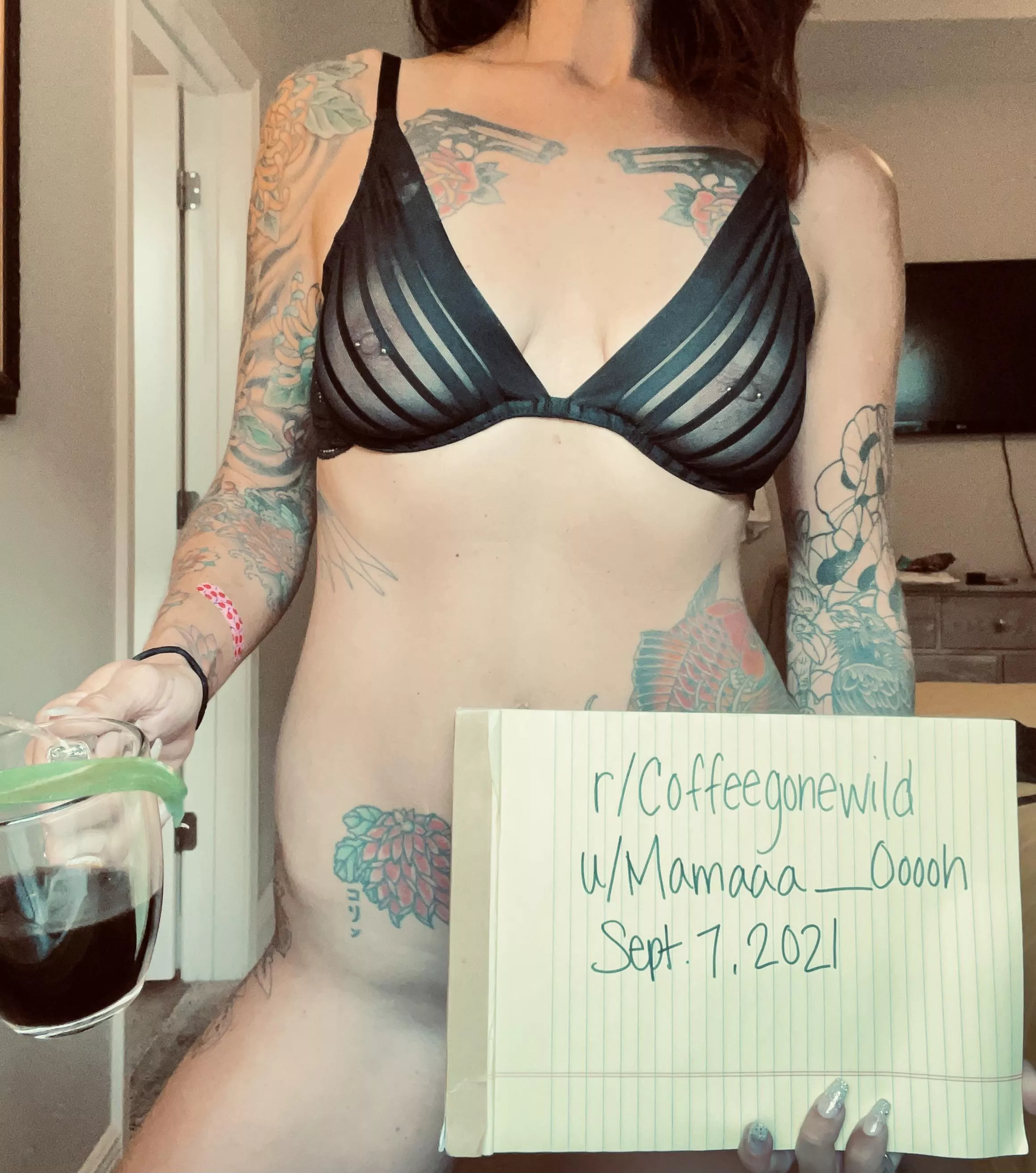 Verification post! New Account. Same coffee loving Mama! 😘Cheers! 🖤☕️🖤 posted by Mamaaa_Ooooh