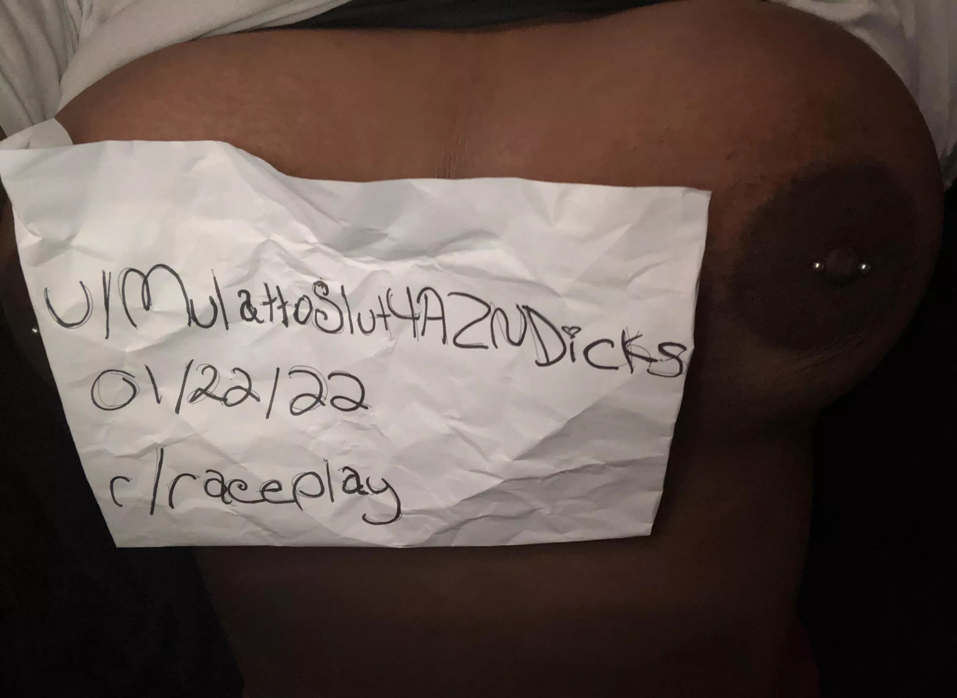 Verification - Single Titty Edition posted by MulattoSlut4AZNDicks