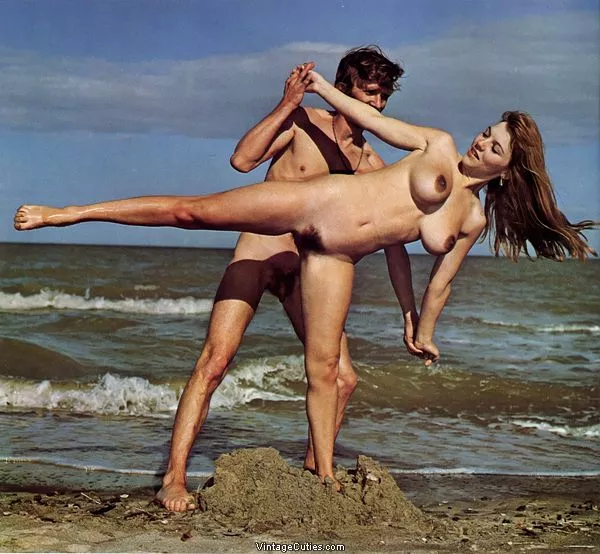 Vintage: Michelle Angelo learning kung-fu on the beach posted by bobettebobqc