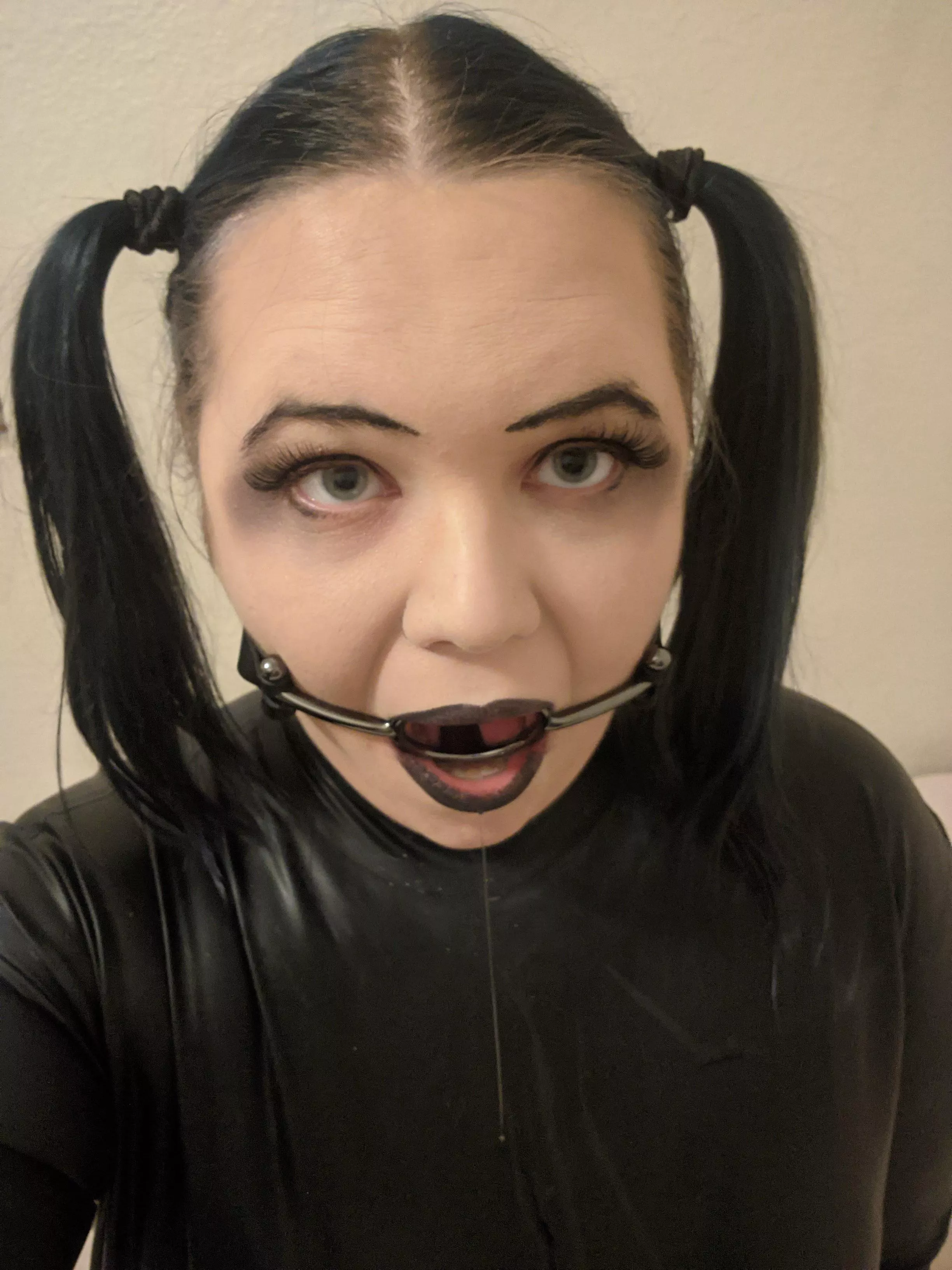 Waiting for something to be shoved in my mouth… maybe candy? I hope it’s candy 😁 posted by chaosbondage