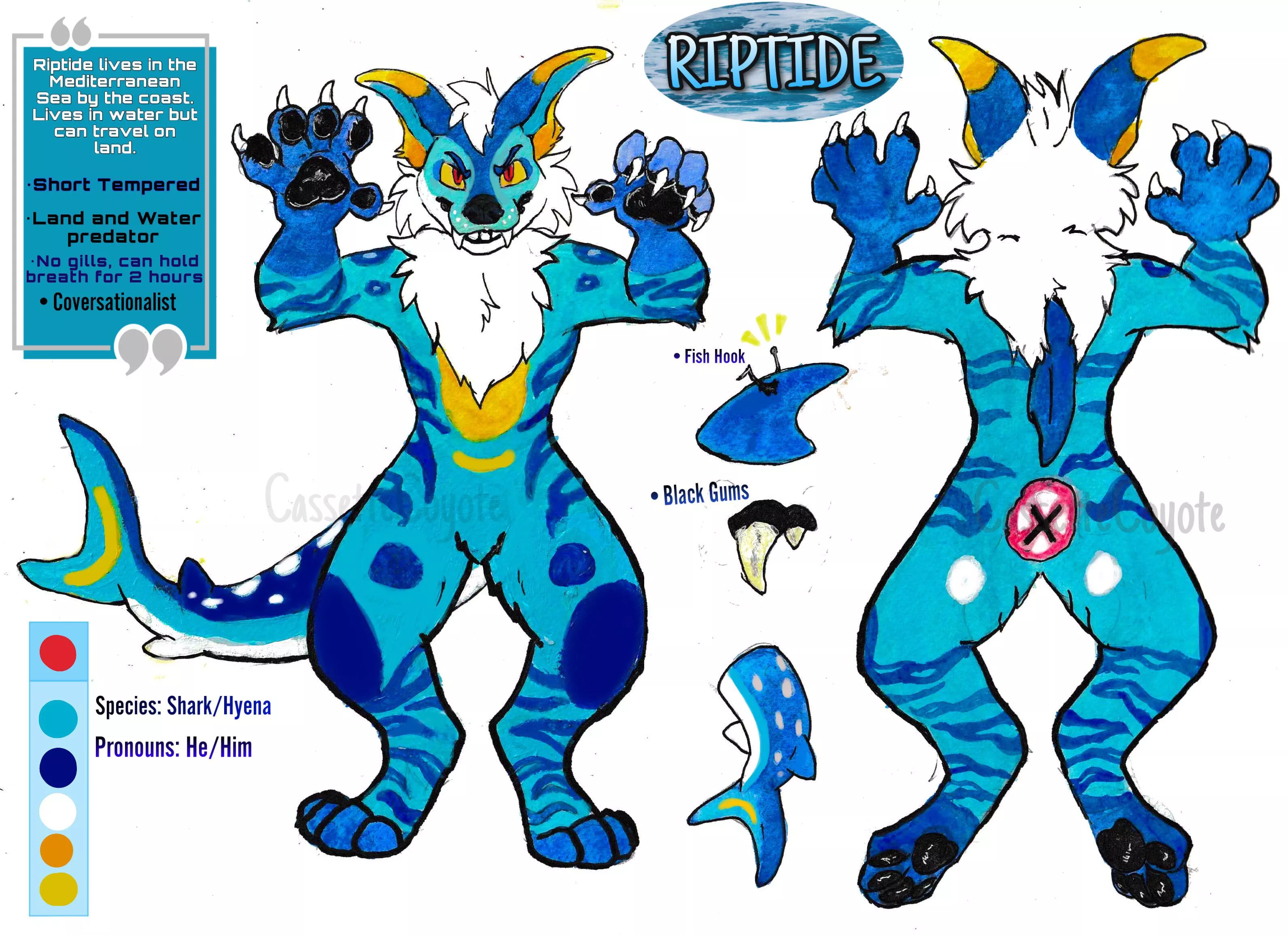 Wanted to share my first traditional reference sheet I made for my sona! (Find my work @CassetteCoyote on Insta!) posted by neongalaxyfang