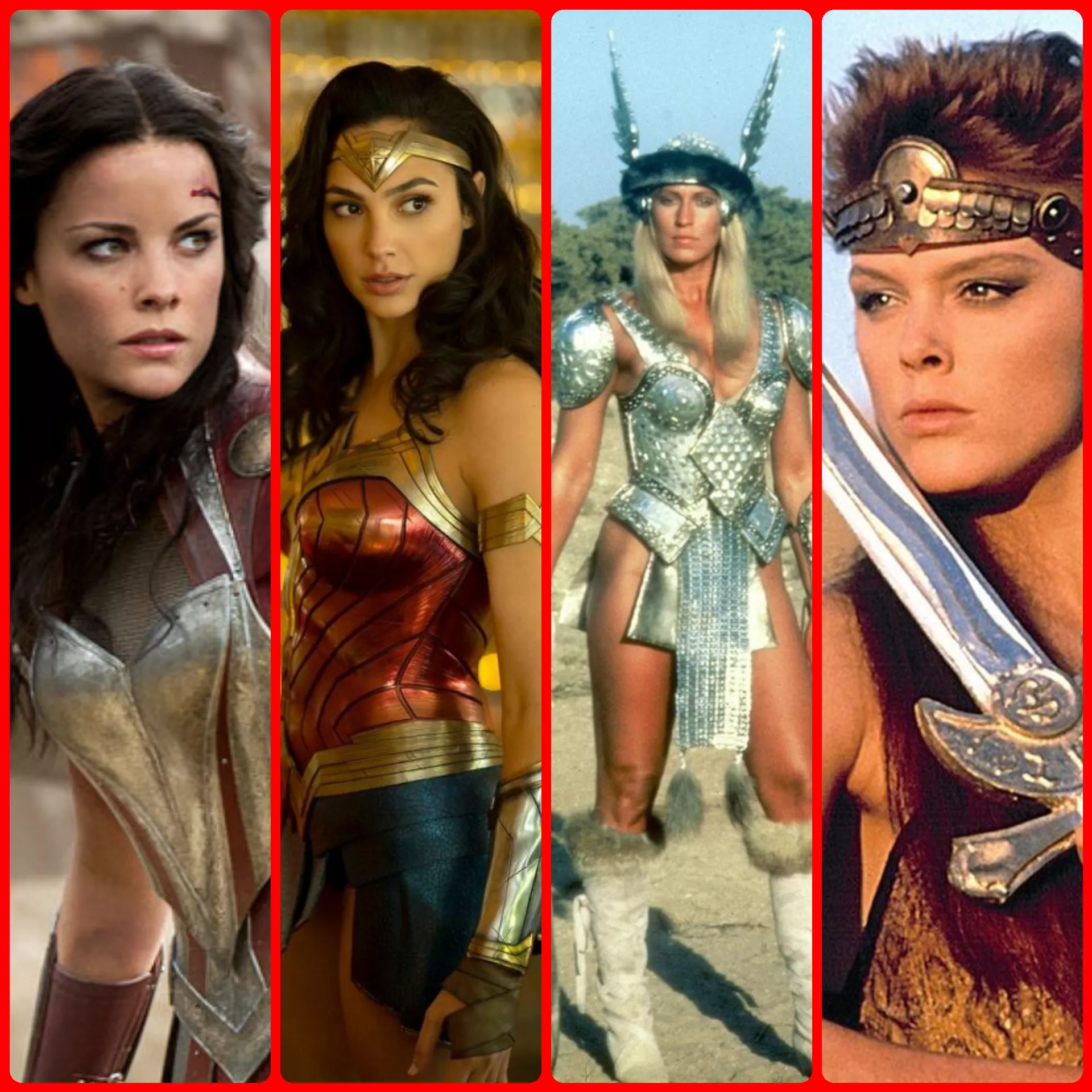 Warrior Goddess Sif (Jaimie Alexander), Wonder Woman (Gal Gadot), Valeria (Sandahl Bergman), and Red Sonja (Brigitte Nielsen) posted by Cum2celebs