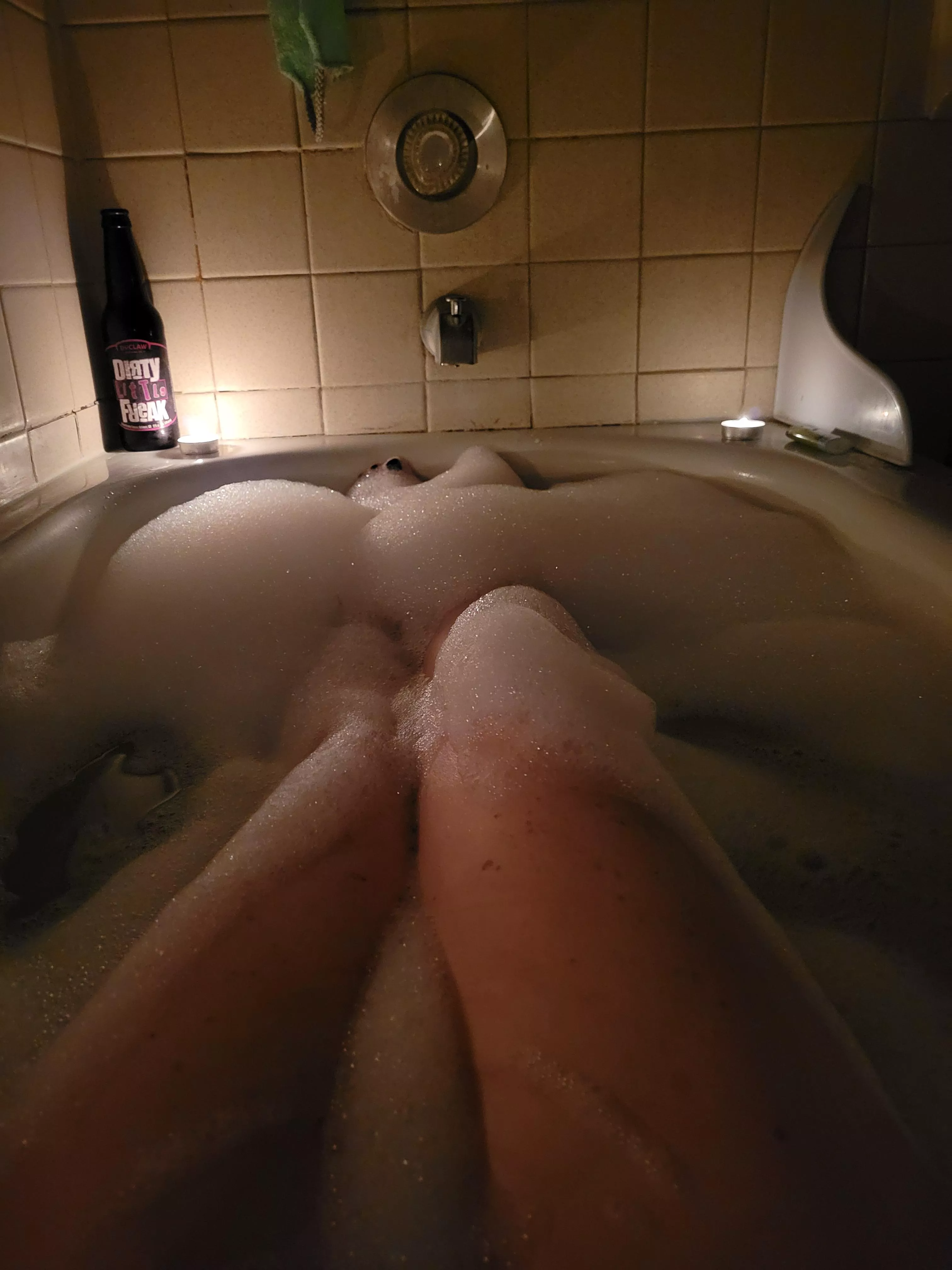 Was feeling a bit anxious tonight and a bit achy. Daddy's parting commands before he left for work was to take a hot bubble bath and have a beer. This is me being his good girl. I just wanted to go to bed, but he gave me an order, and he always knows wh posted by p3rfectlyflaw3d