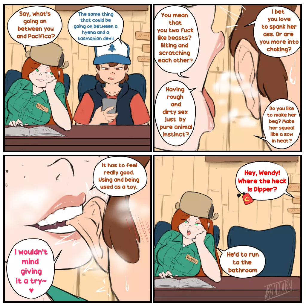 Wendy teases Dipper (Banjabu) [Gravity Falls] posted by pokedude3