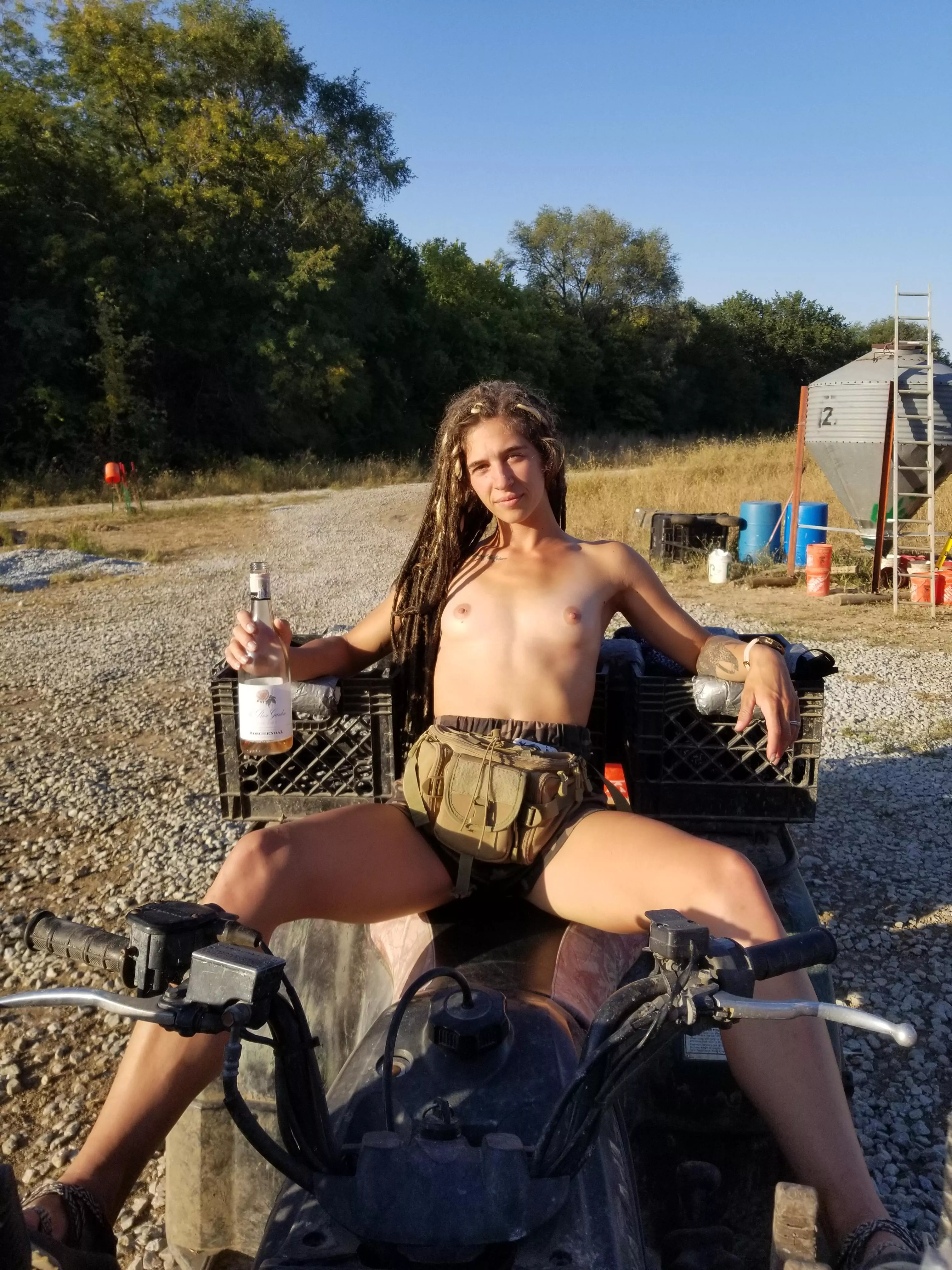 What better way to spend Saturday than topless on the quad with wine posted by Badchickengirl