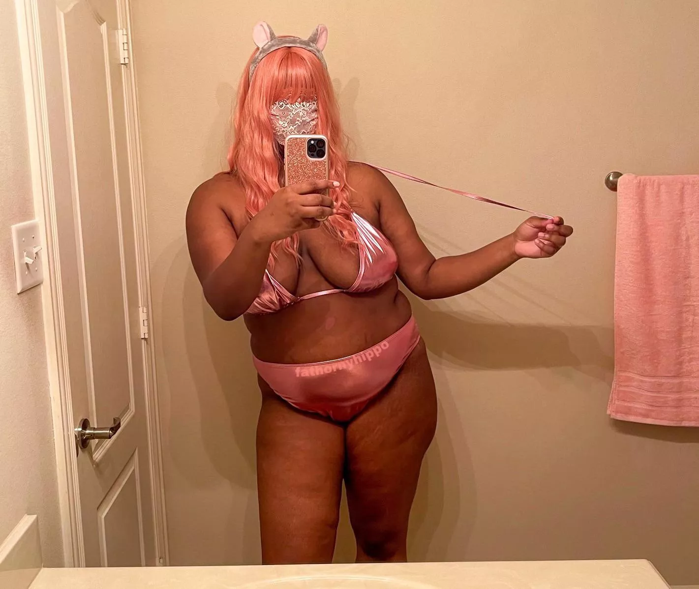 What do you think of shiny pink bikinis!? posted by fathornyhippo