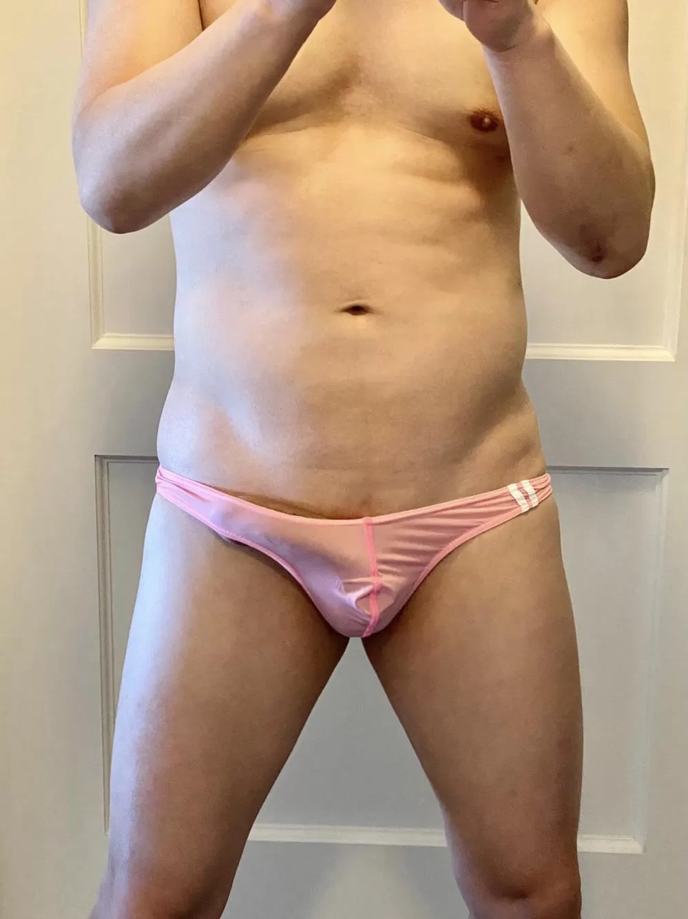 What turns me on is for someone to caress my cockhead through my pink thongs. Anyone else have this kink? posted by ClockChock