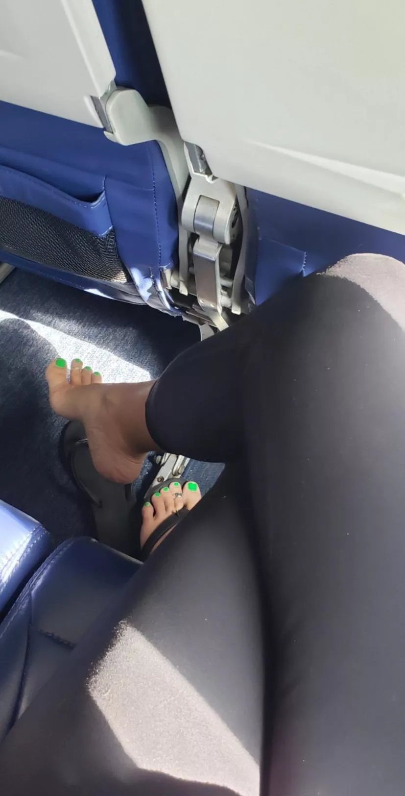 What would you do if I was sitting next to you on the plane like this? posted by SexyFeetGirl20