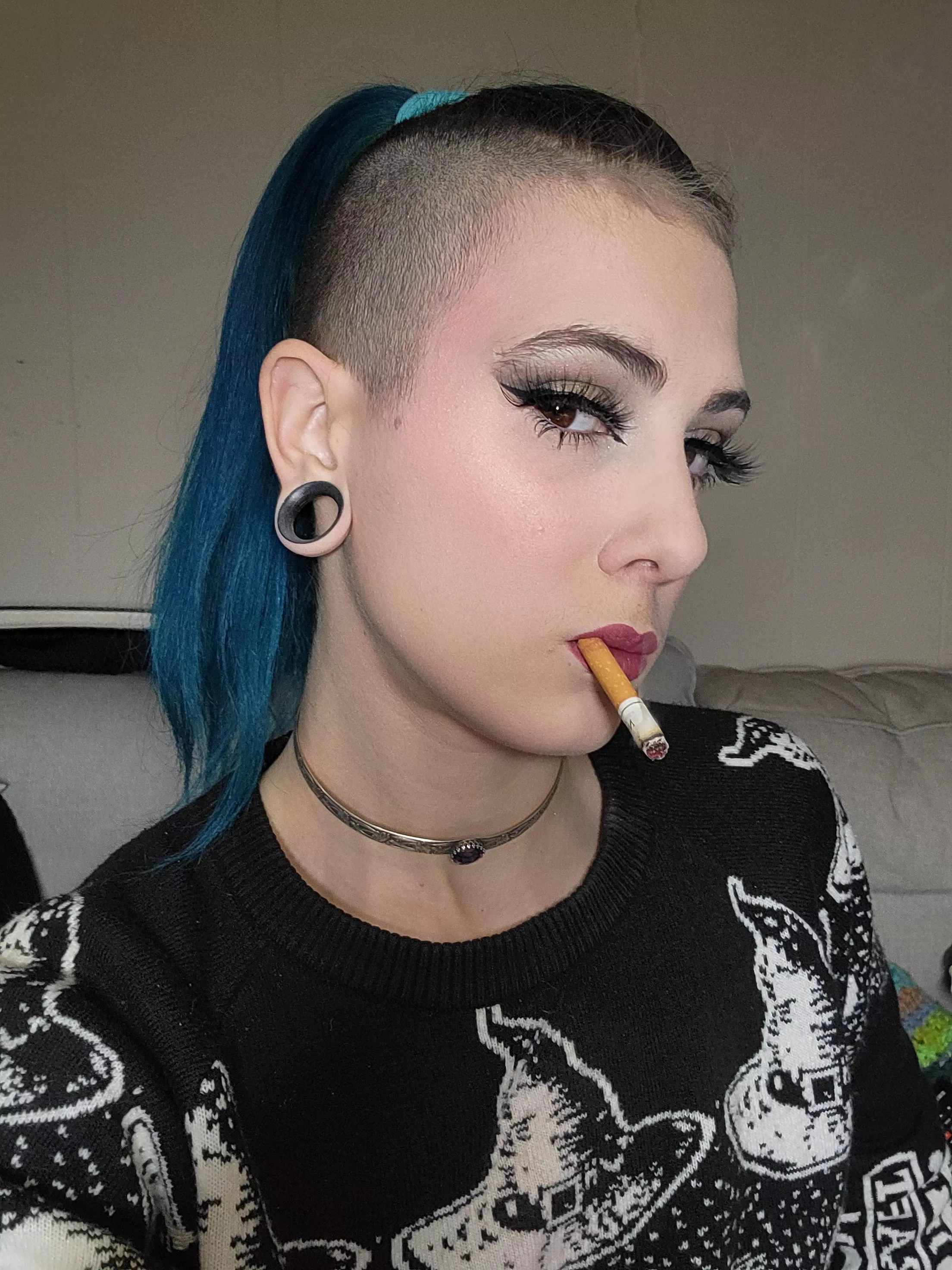 When I get all pretty and can't find my selfie stick. Ugh. Time for a smoke break 🚬😶‍🌫️ posted by Kinkylittlehippy