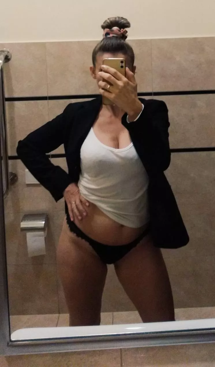 where is my skirt 🤔 wife at work (f) ❤ posted by Fit_Ad2228