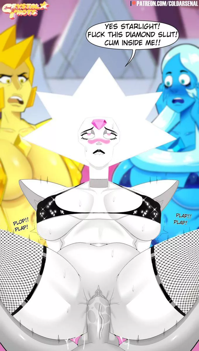 White Diamond, enjoying the company of some dude while Blu/Yellow watch (art by ColdArsenal) posted by renegade_zibit