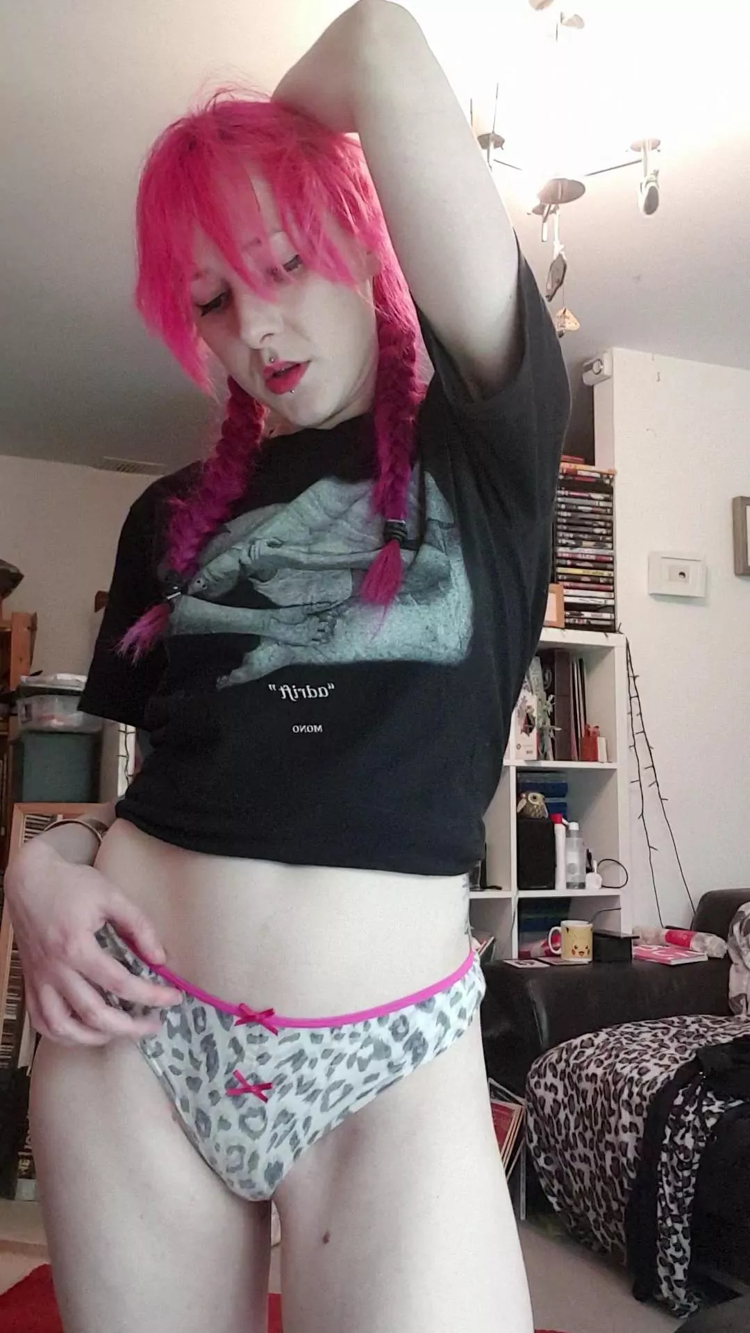 Who likes my leopard print panties and band tshirt combo? 💖🖤 posted by colour_ful