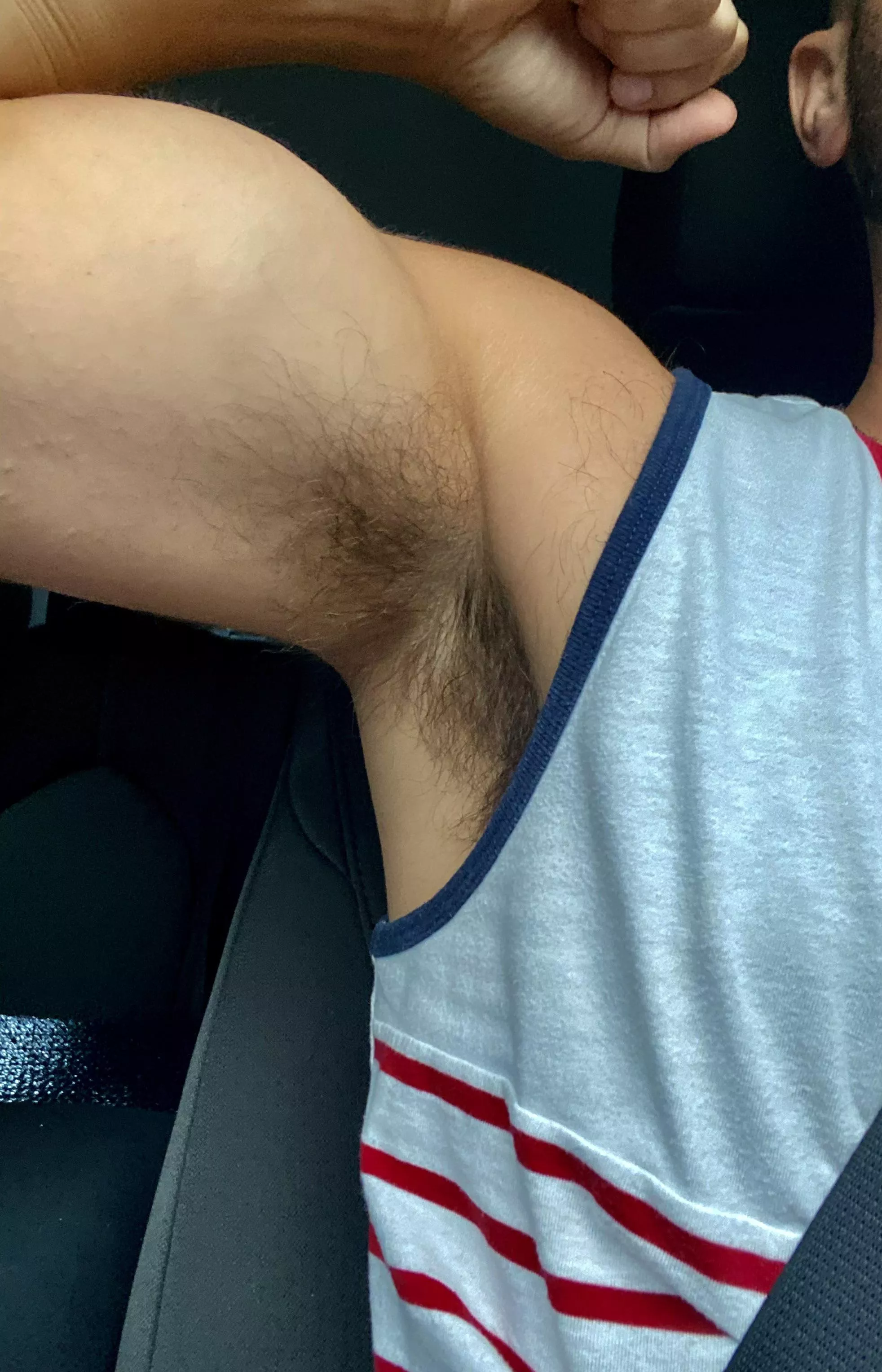 Who’s trying to come get under this ripe pit ? No deodorant and hot as hell outside. posted by dicksandpits