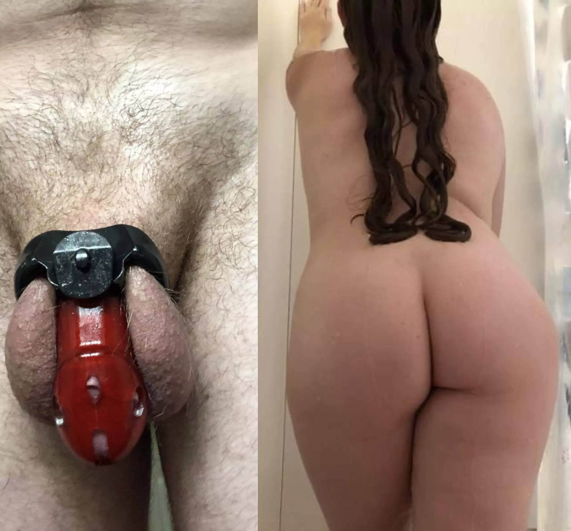 Wi(f)e is making (m)e post my locked up cock next to her ass as punishment for not Cumming in time…. posted by She_has_thicc