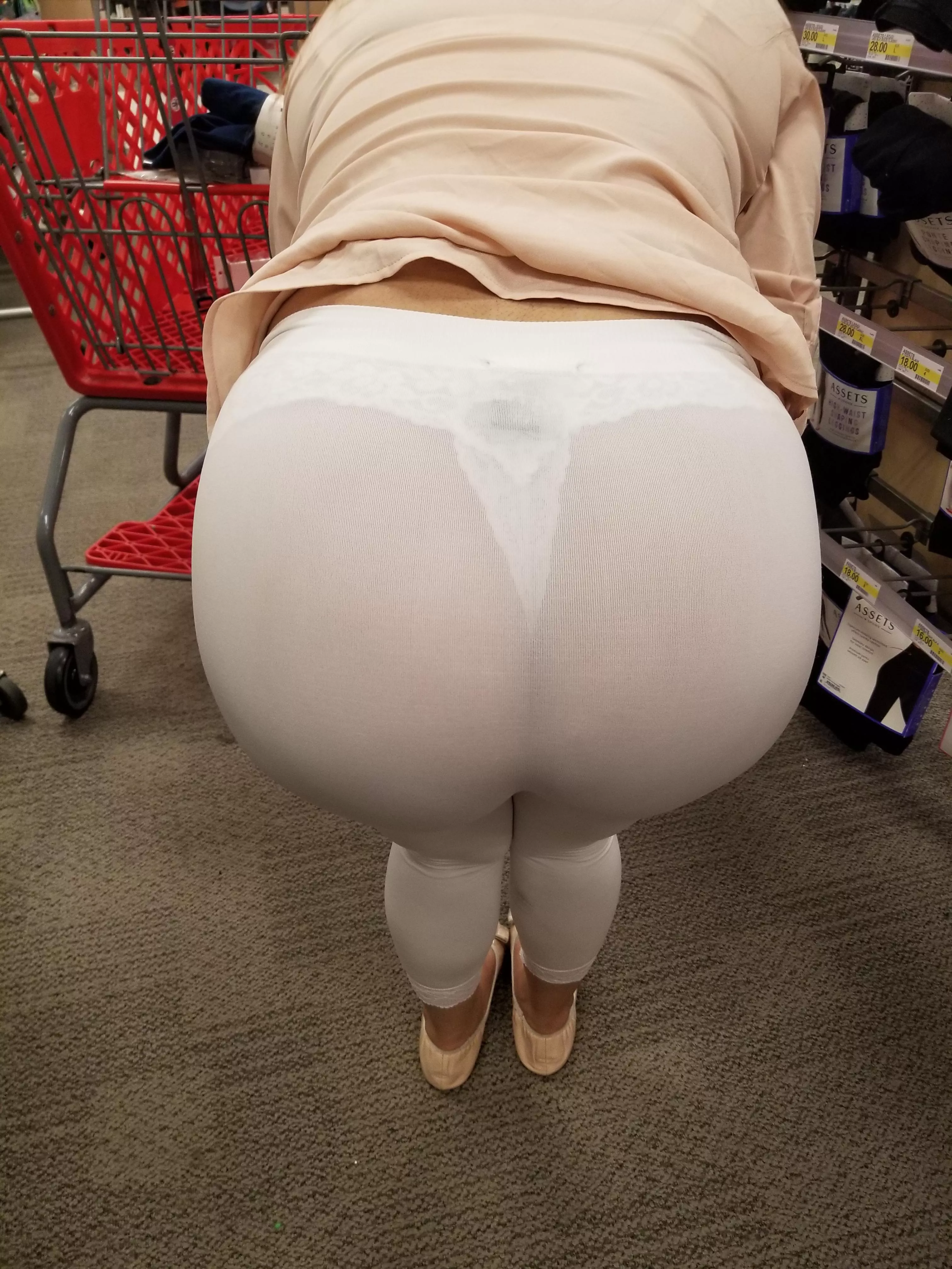 Wife Wearing White See Thru Tights at Target posted by slutsexposed69