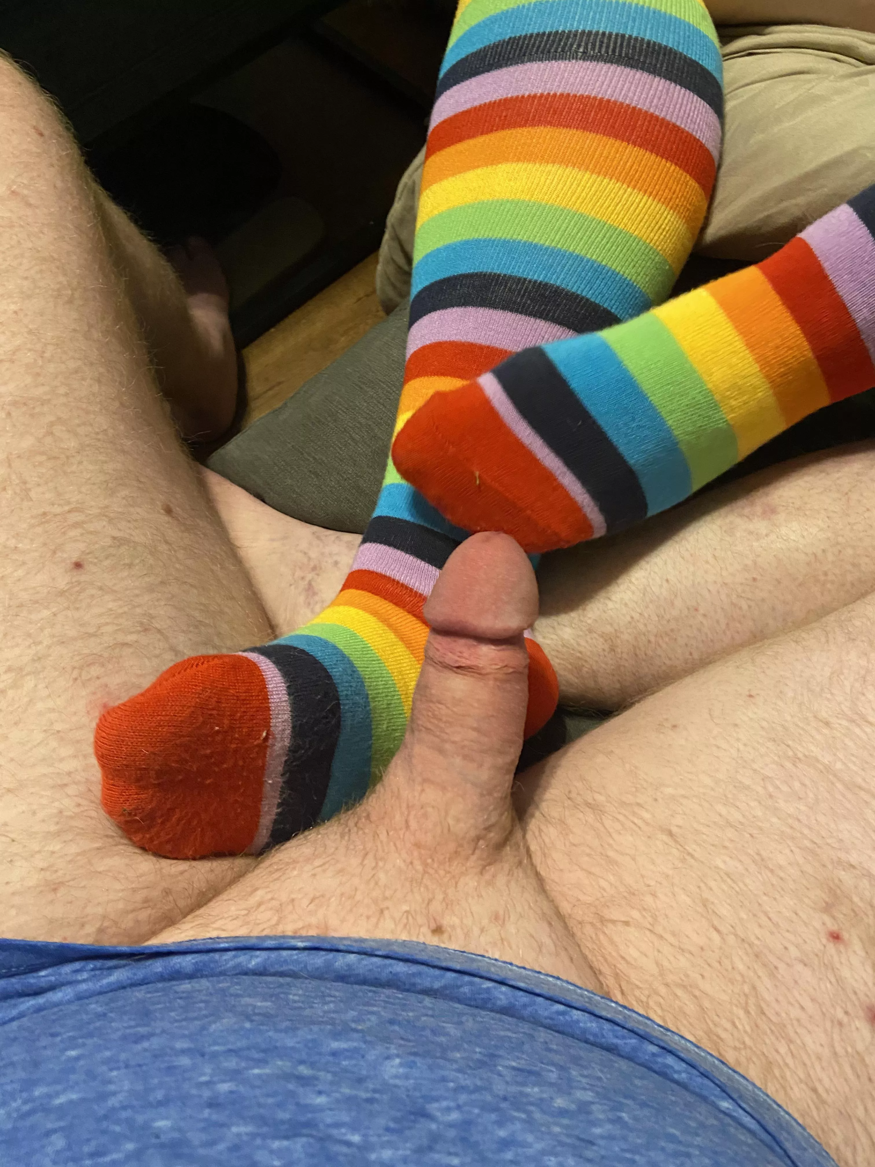 Wifeâ€™s striped socks. posted by Quiet-Bid5832