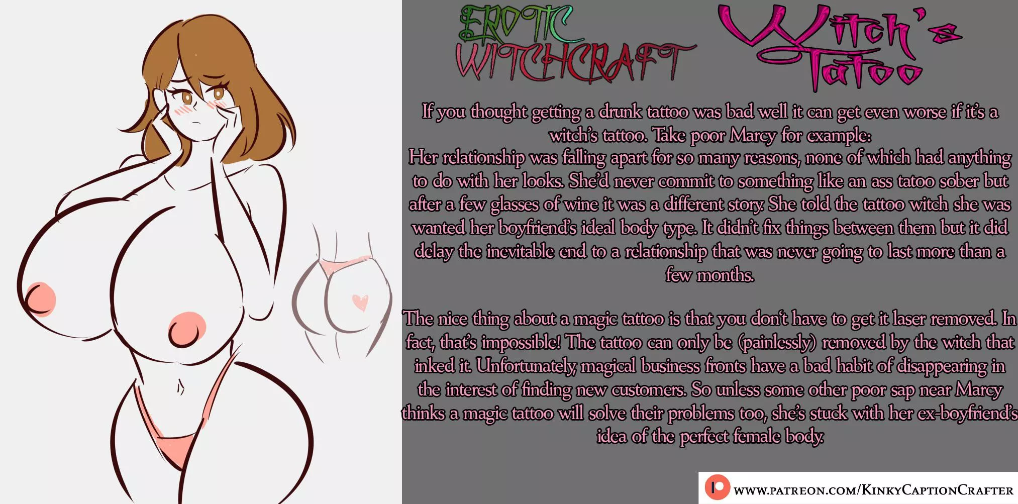 Witch’s Tattoo [breast expansion][curse] posted by KinkyCaptionCrafter