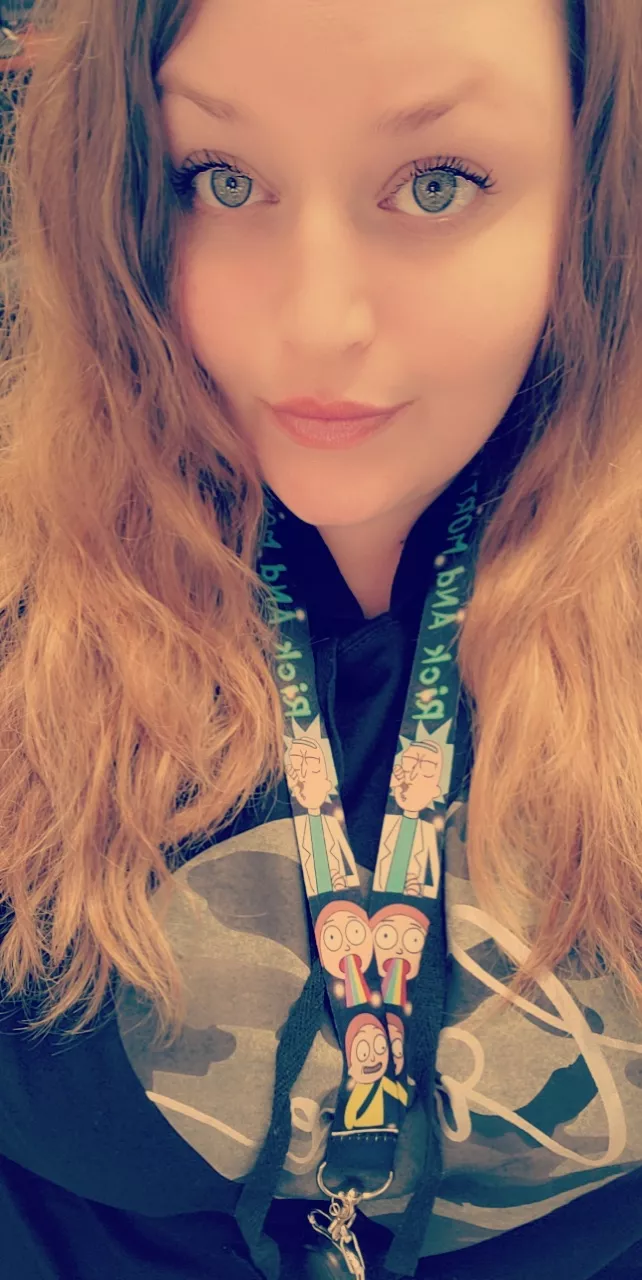 Work selfie ☺ do you like my rick and morty lanyard? posted by chubbybunnybabe