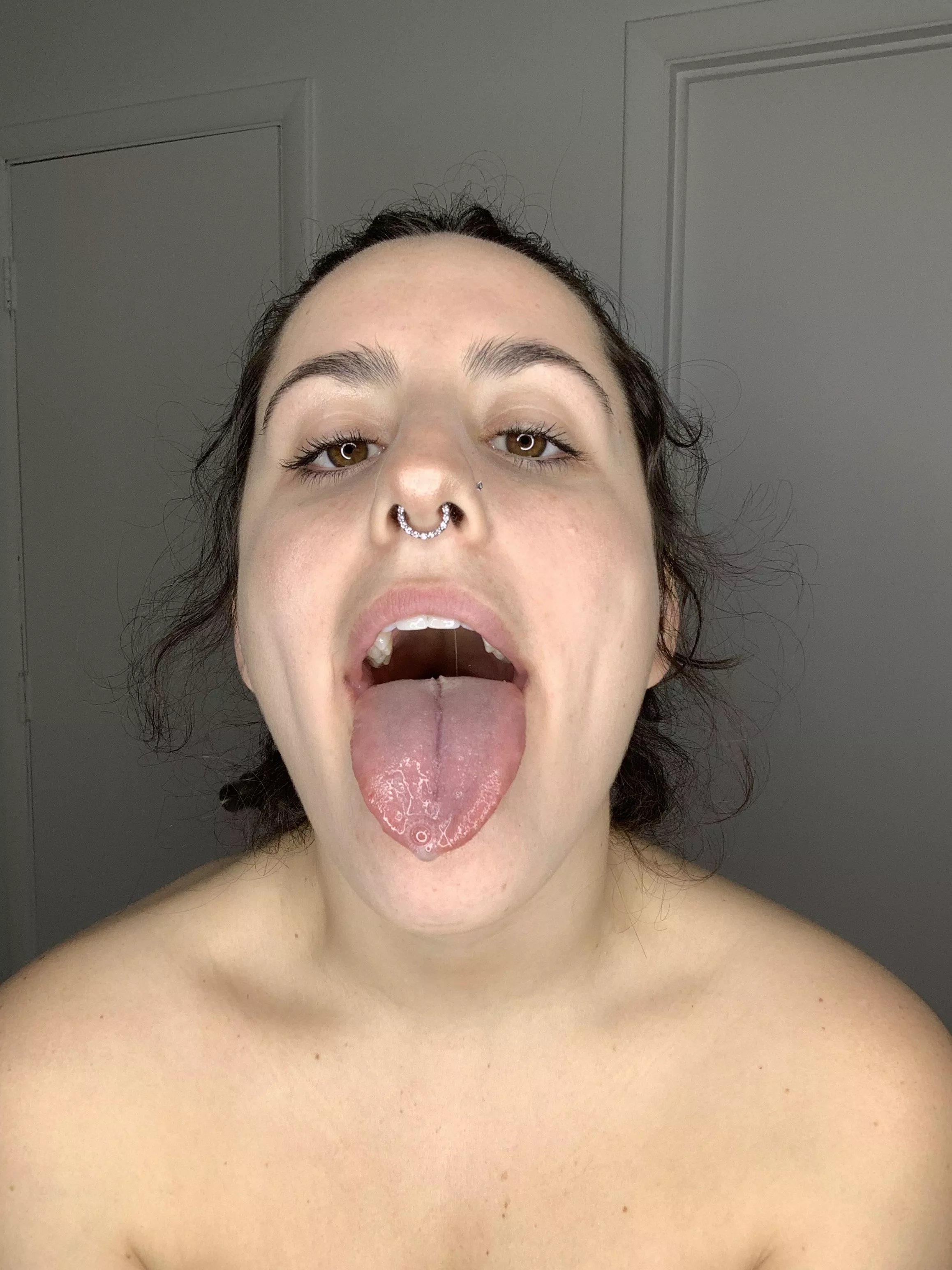 would you rather see your cum splattered on my face or glistening on my tongue? posted by _daisie