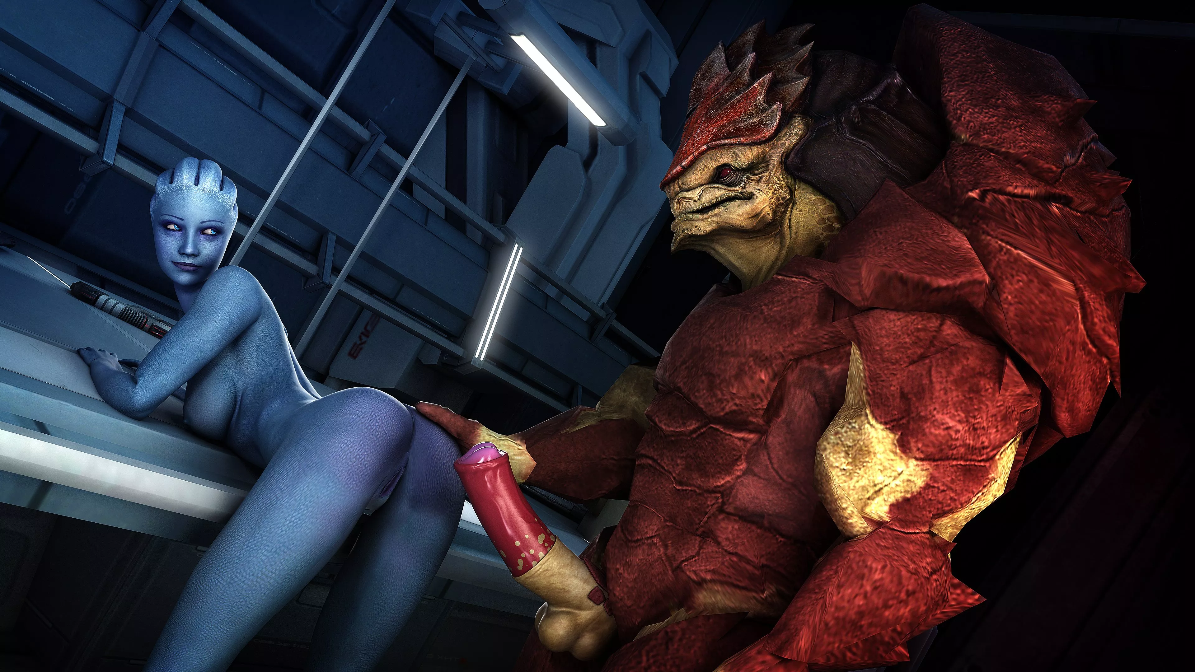 Wrex and Liara (asarimaniac) posted by shallowtupperware