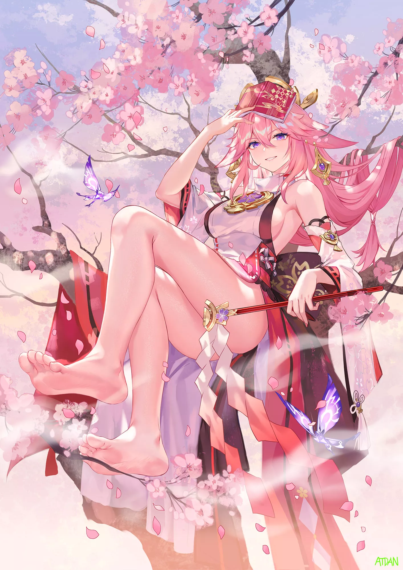 Yae in the Cherry Tree [Genshin Impact] posted by AluminiumGnat