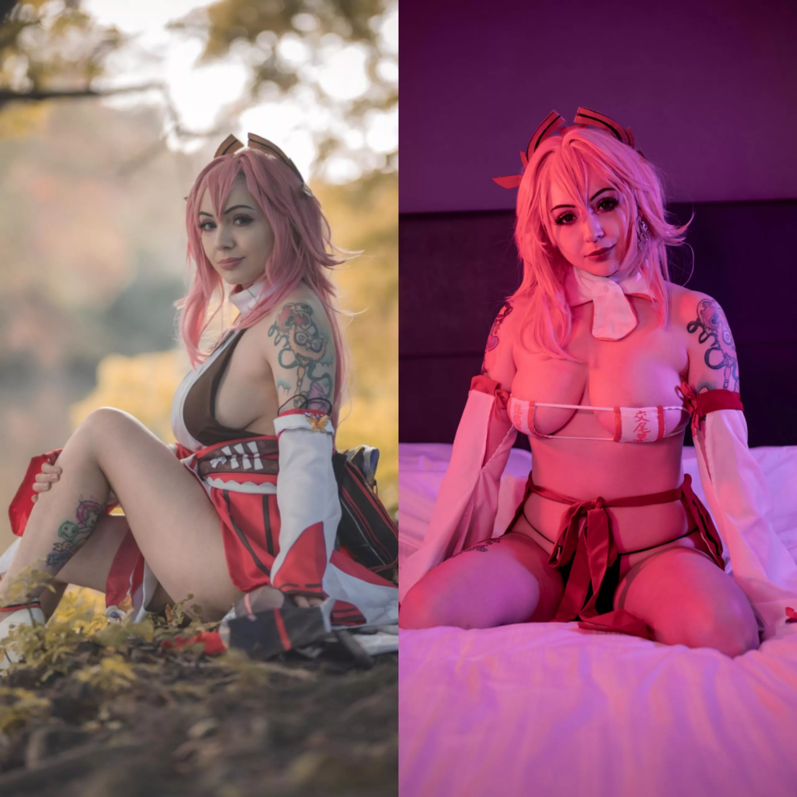 Yae Miko On/Off by Owldolly posted by owldollycos