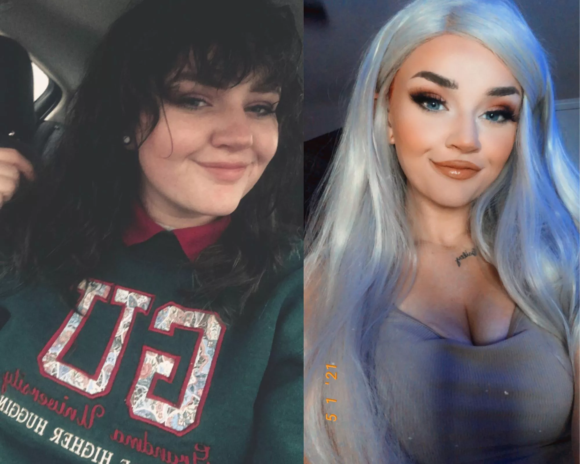 Year differenec beofre & after m pretty happy with my journey into becoming the perfect bimbo toy! What else do you think I can improve to help me get there?☺ posted by amuckbomb