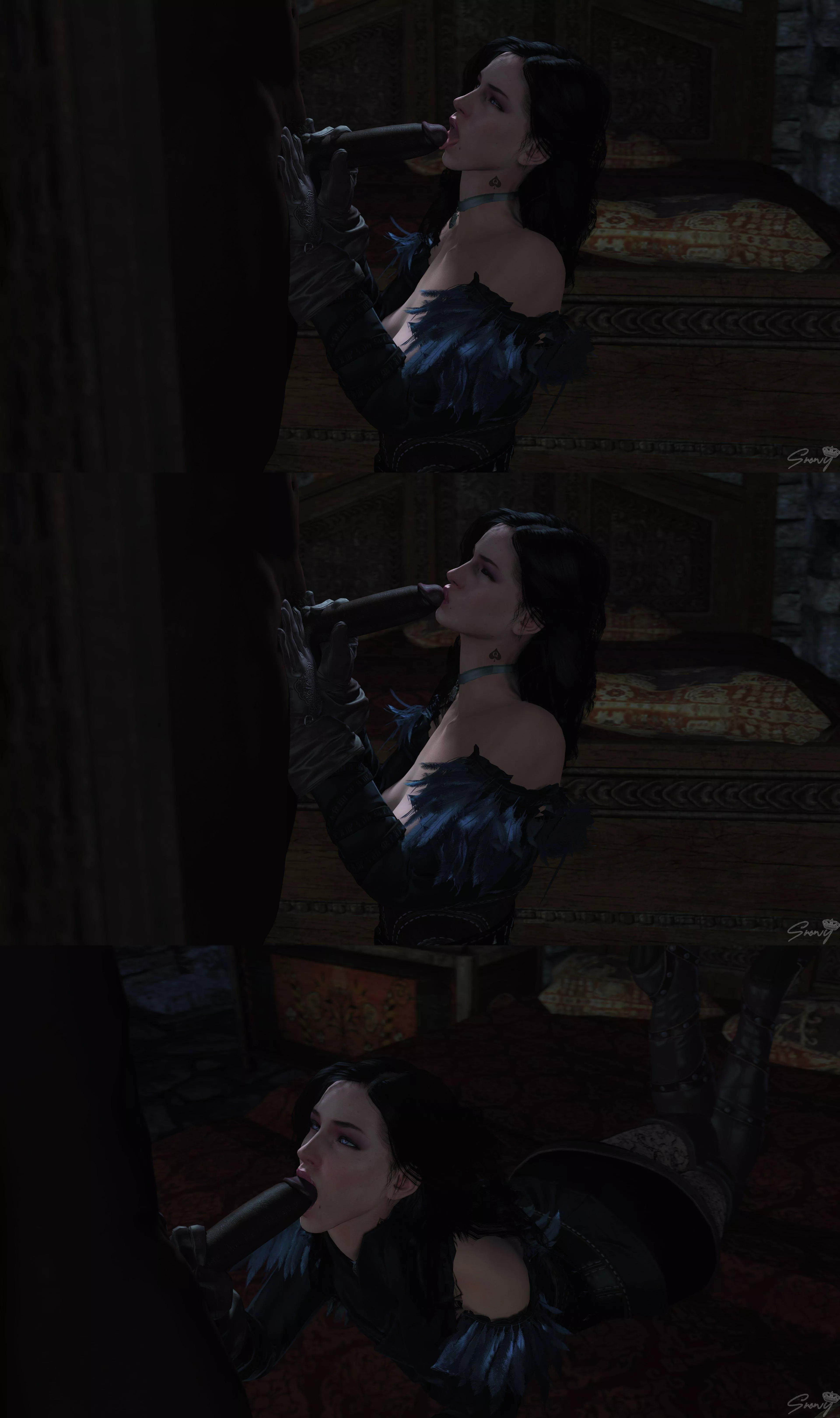 Yennefer sucking dick (Snowy) [The Witcher] posted by Kuro-Oji