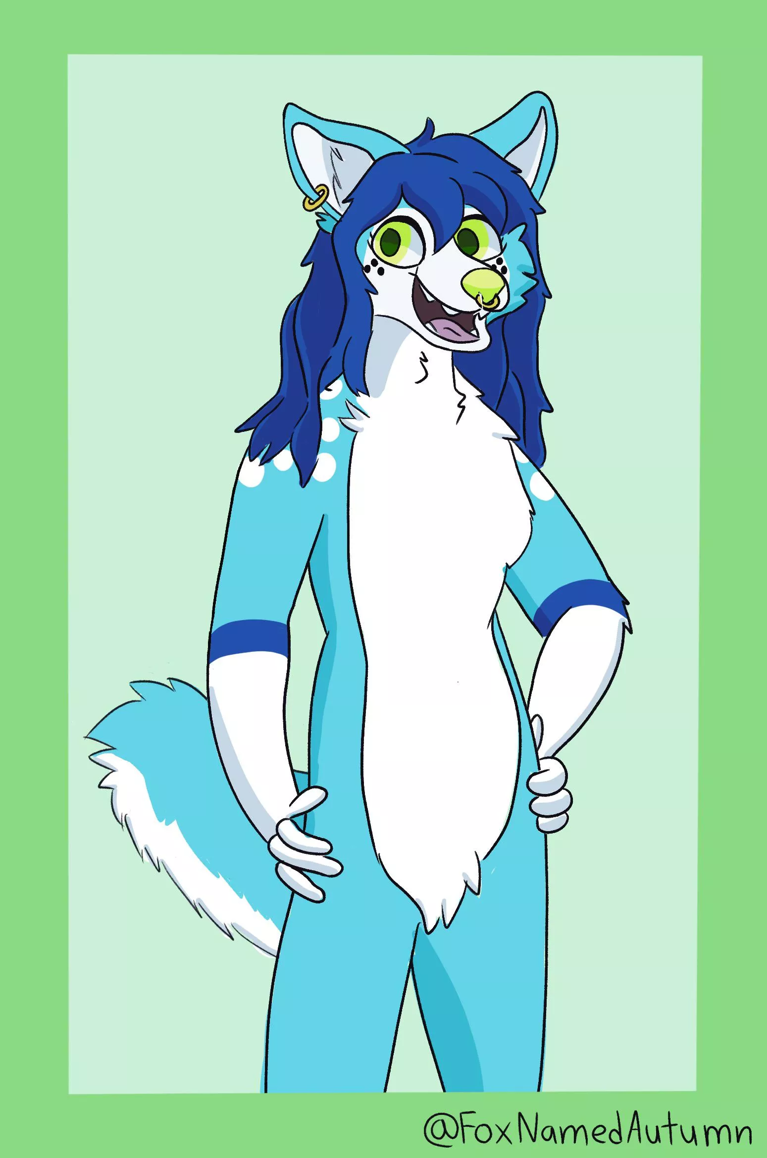 Yet another blue dog? (Fanart for @BlueFolf, by me @FoxNamedAutumn on twitter) posted by AutumnWinterFox